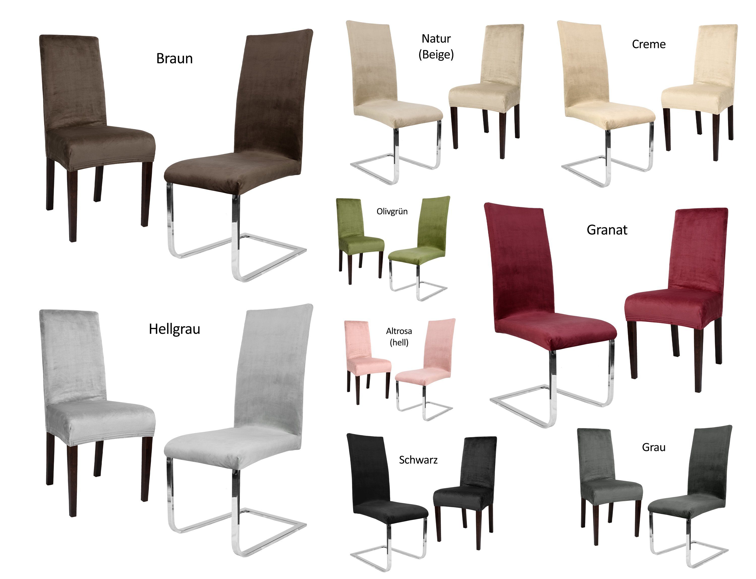 Beautex Stuhlhusse Lea Stuhlhussen, Samt Mikrofaser Stuhlbezug, elastische Stretch Husse