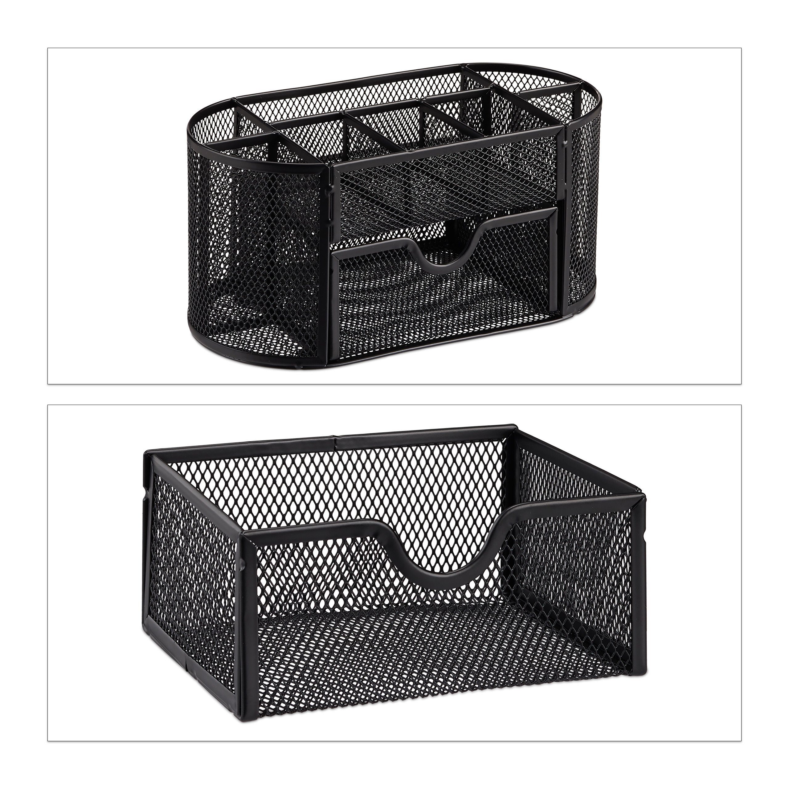 relaxdays Organizer Schreibtischorganizer mit Stifthaltern, schwarz