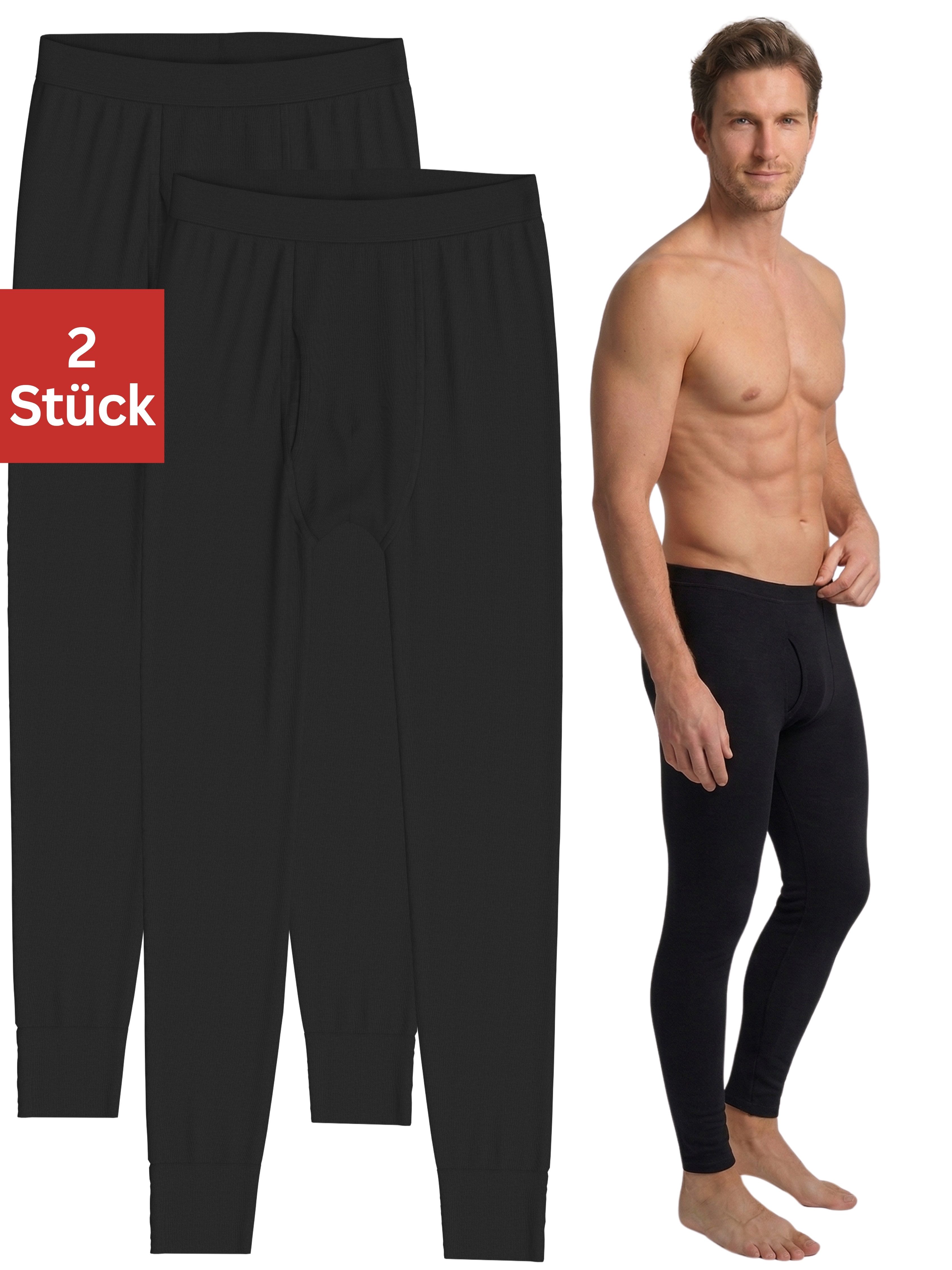 MEDOLY Thermounterhose Lange Unterhose aus leichter Baumwolle, Long John (2 Stück) mit praktischen Eingriff