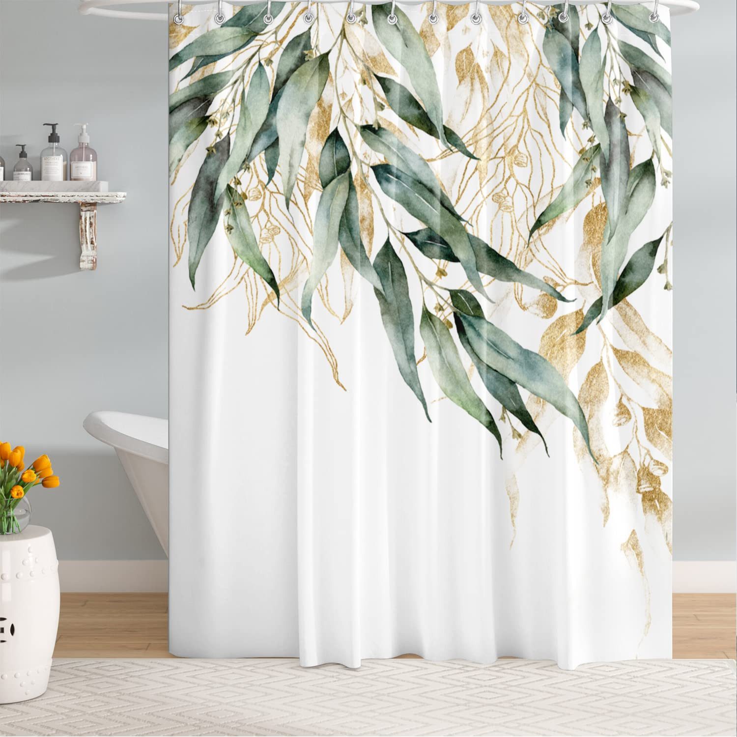 M&W DAS DESIGN Duschvorhang Shower curtains Anti schimmel Waschbar 180x200 Duschvorhang grün – Bild 4 von 5