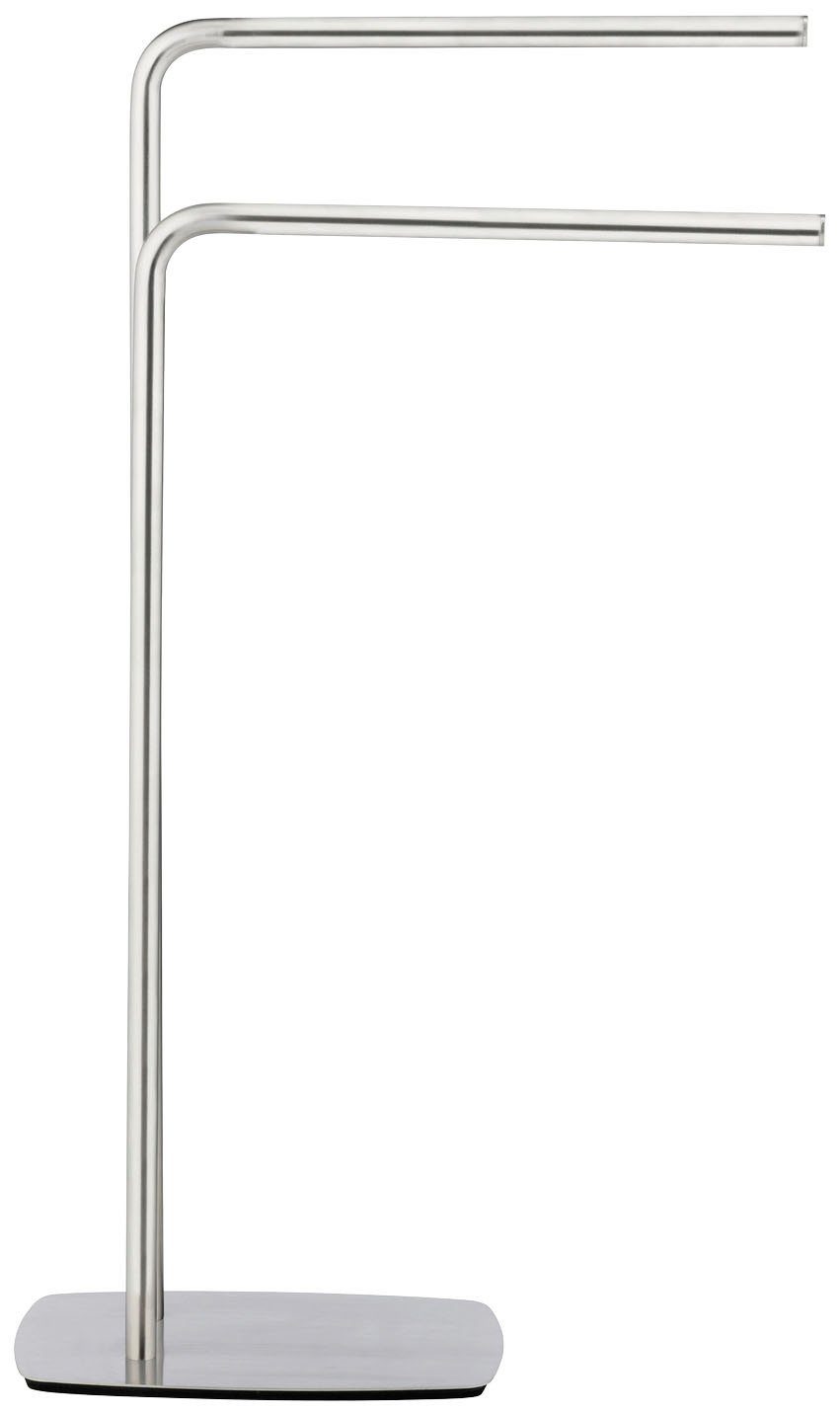 WENKO Handtuchständer Iria, mit 2 Handtuchstangen, Mit schwerer Bodenplatte  aus Edelstahl für einen sicheren Stand