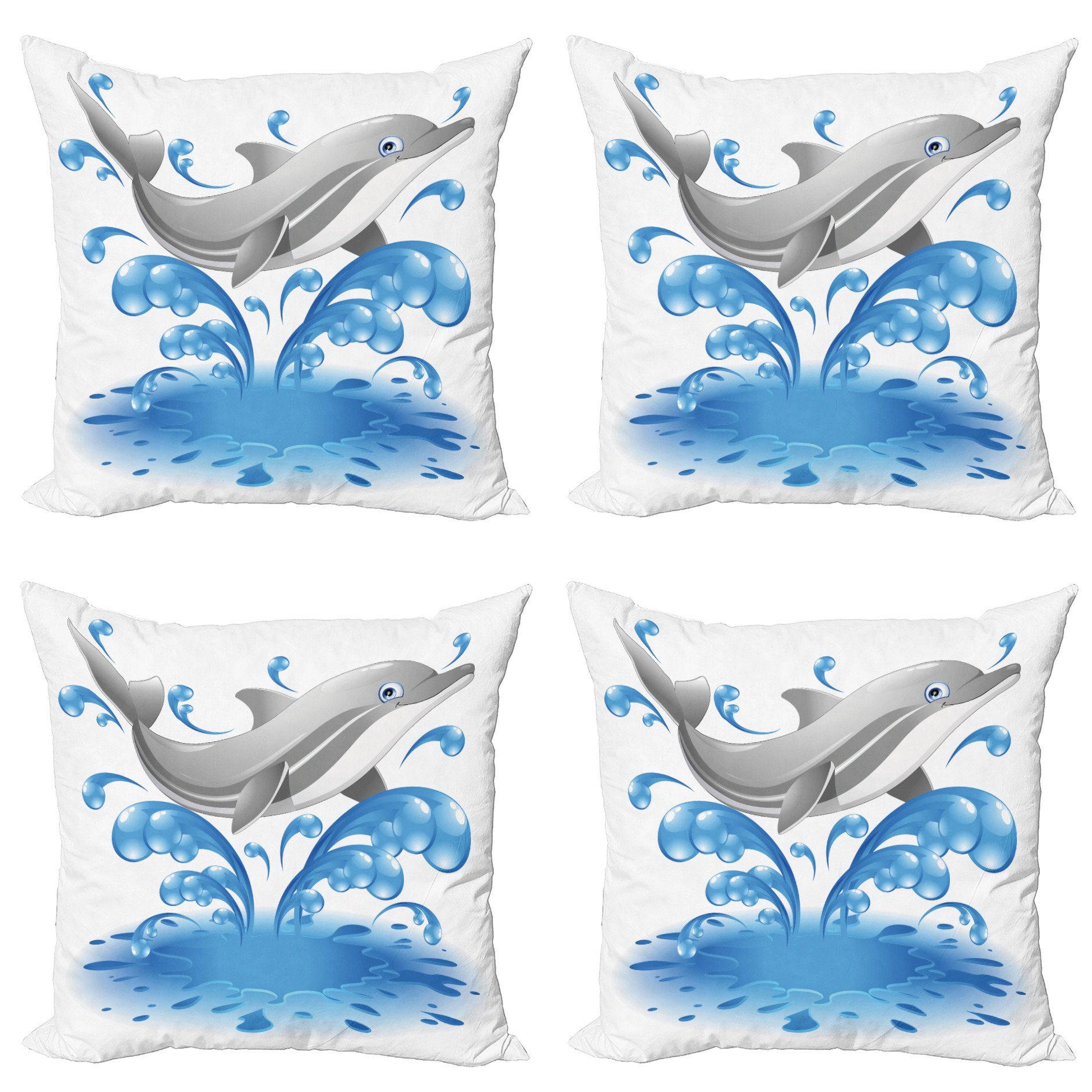Digitaldruck, Kissenbezüge Cartoon (4 Abakuhaus Sealife Delphin Modern Doppelseitiger Accent Tier Stück),