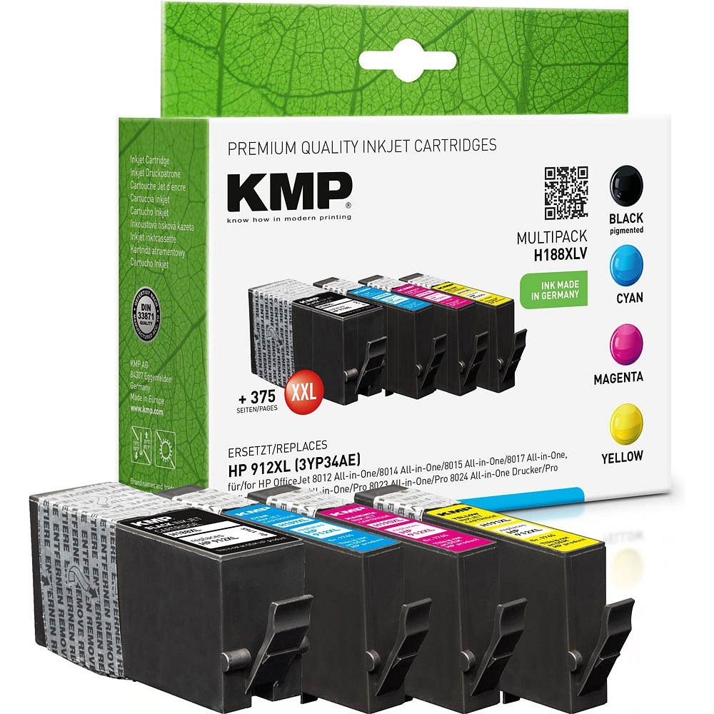 KMP 1 Tinten-Multipack H188XLV ERSETZT HP 912XL BK/C/M/Y Tintenpatrone (4 Farben)