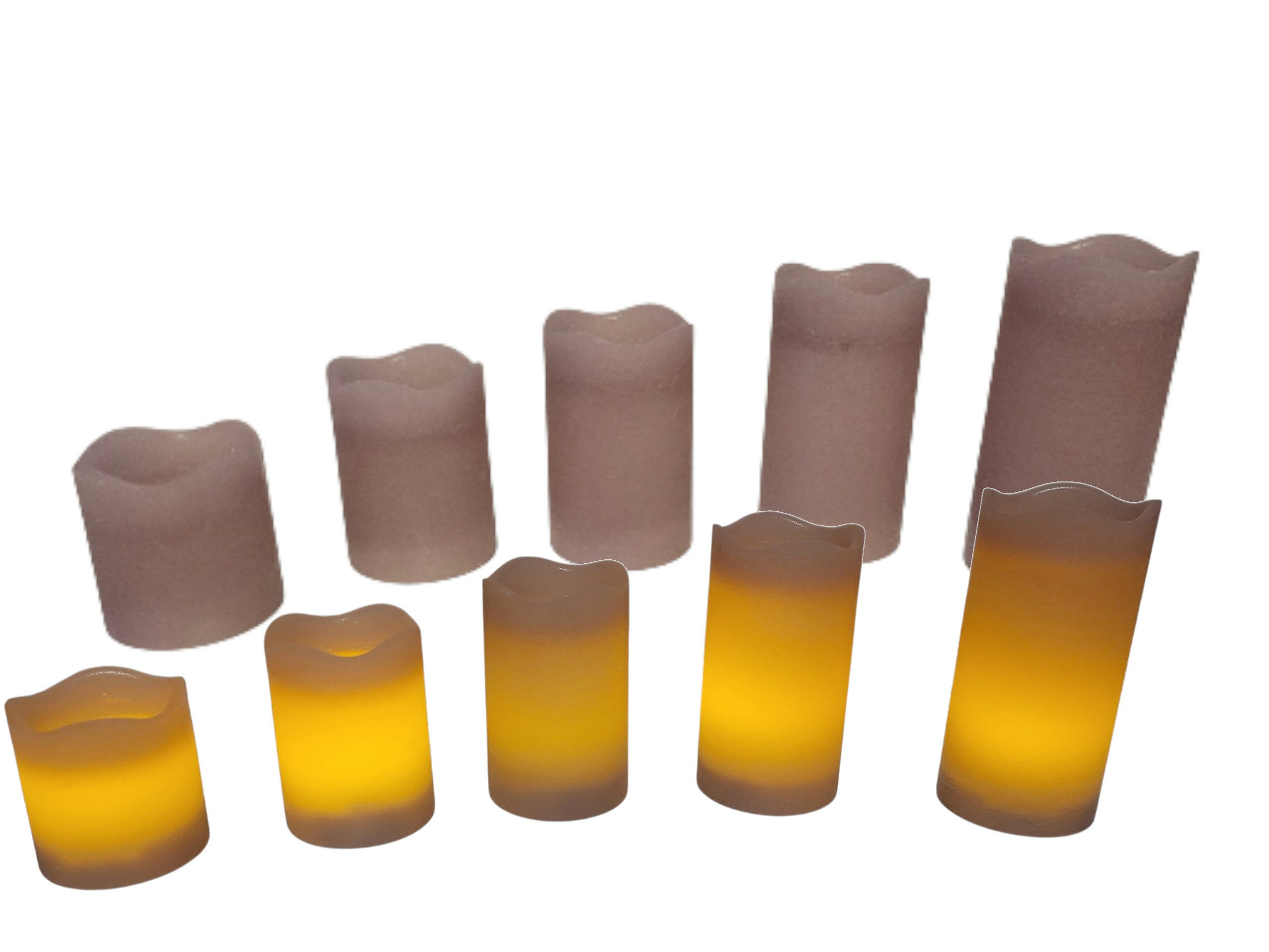 HSE24 LED-Kerze 10er Set LED Echtwachskerzen Rosé mit Timer,Batterien vers. Größen