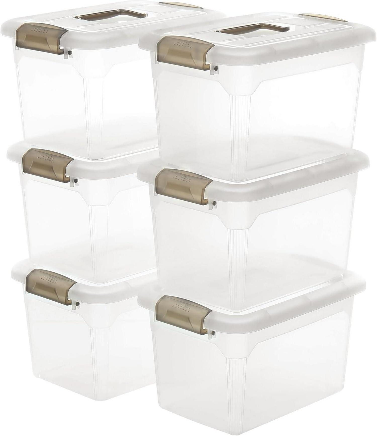 Küchenorganizer-Set 6er-Set 8L Aufbewahrungsboxen transparent stapelbar mit Deckel Clips
