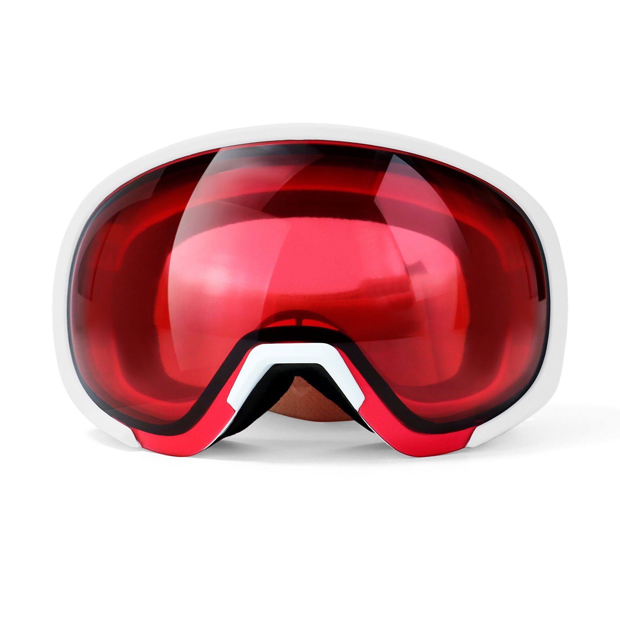 YEAZ Skibrille BLACK RUN Ski- und Snowboard-Brille rot/matt weiß, Premium-Ski- und Snowboardbrille für Erwachsene und Jugendliche