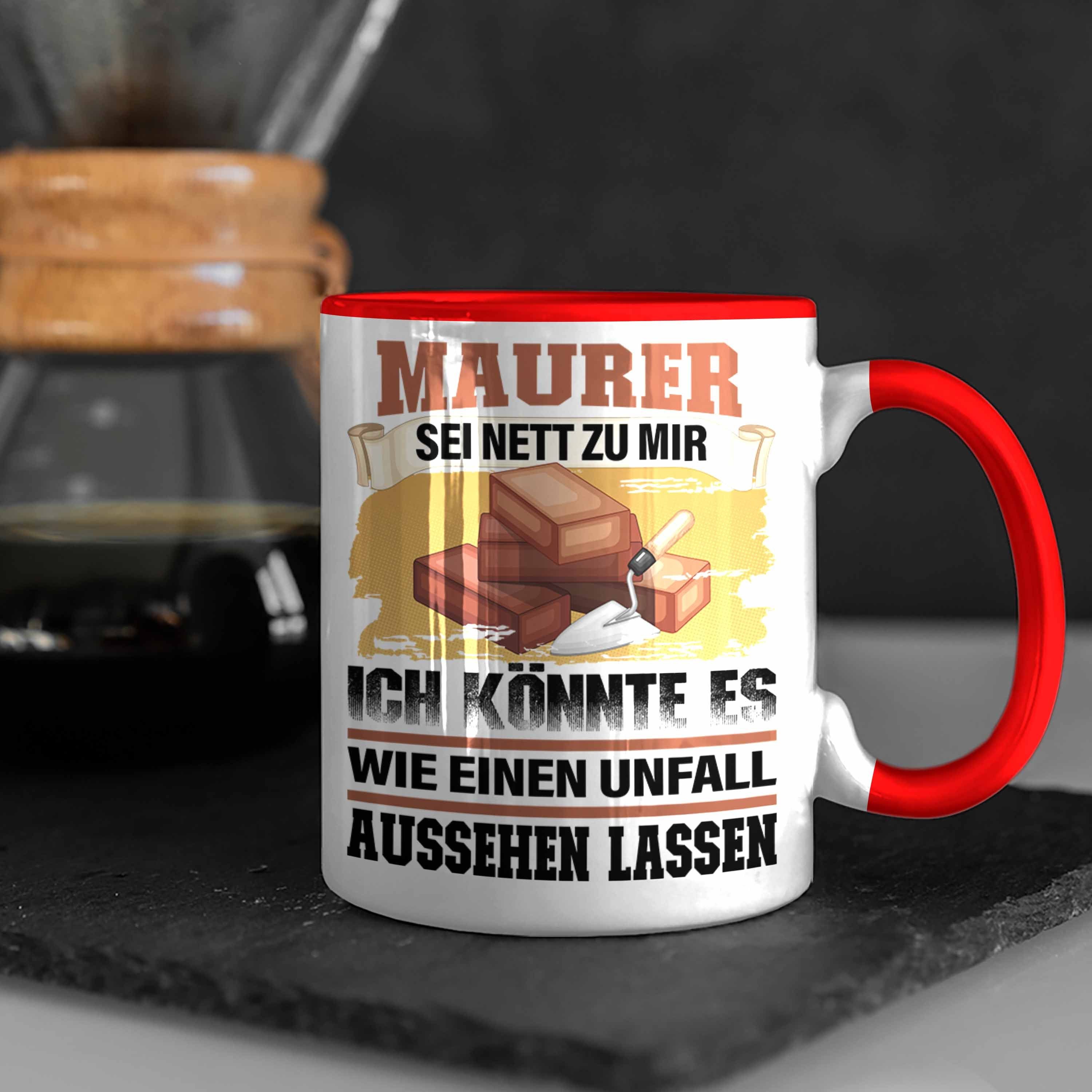 Tasse Lustiger Maurer - Trendation Spruch Maurer-Meister Tasse Rot Trendation Gesc Geschenk