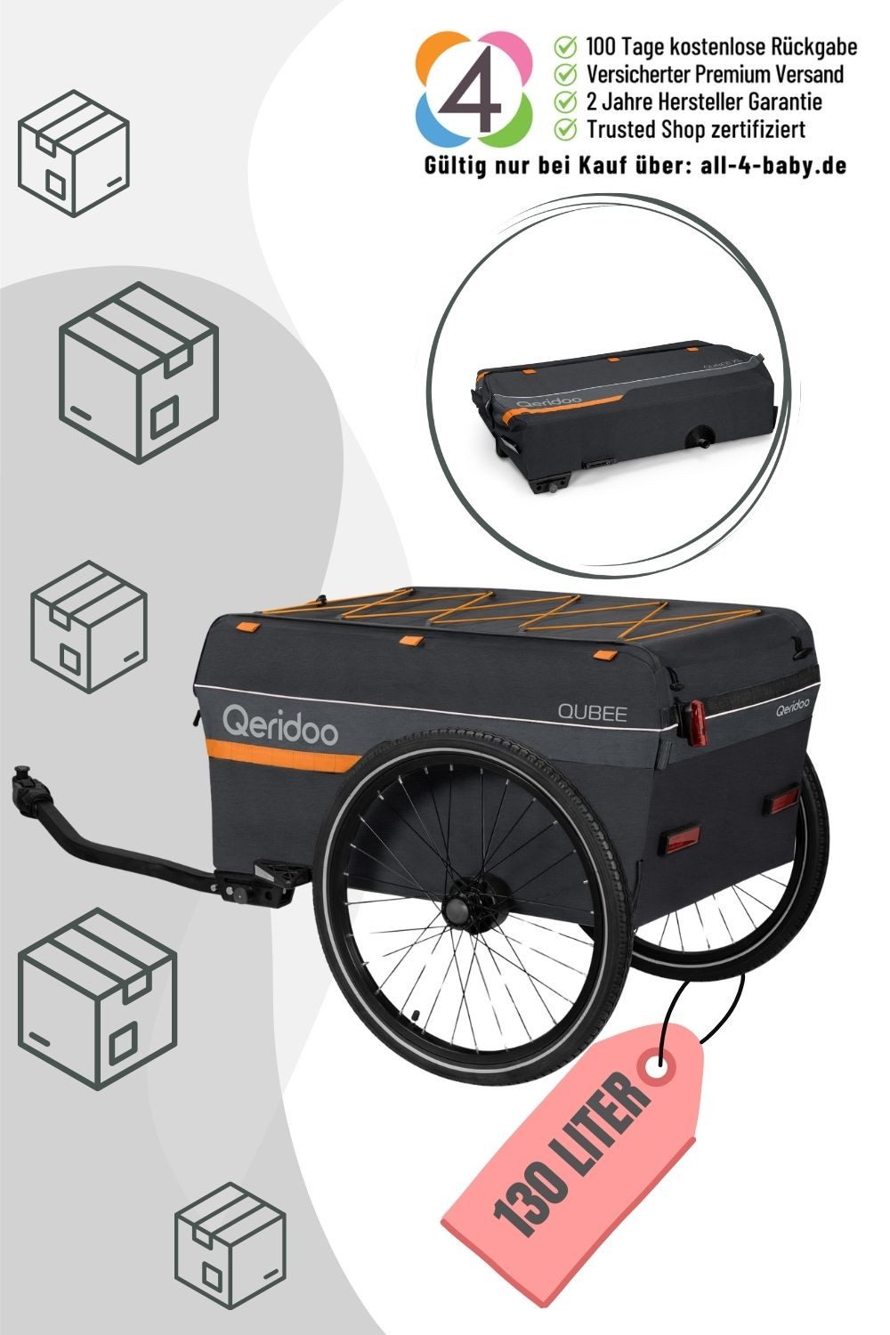 Qeridoo Fahrradlastenanhänger Qubee Cargo / Lastenanhänger