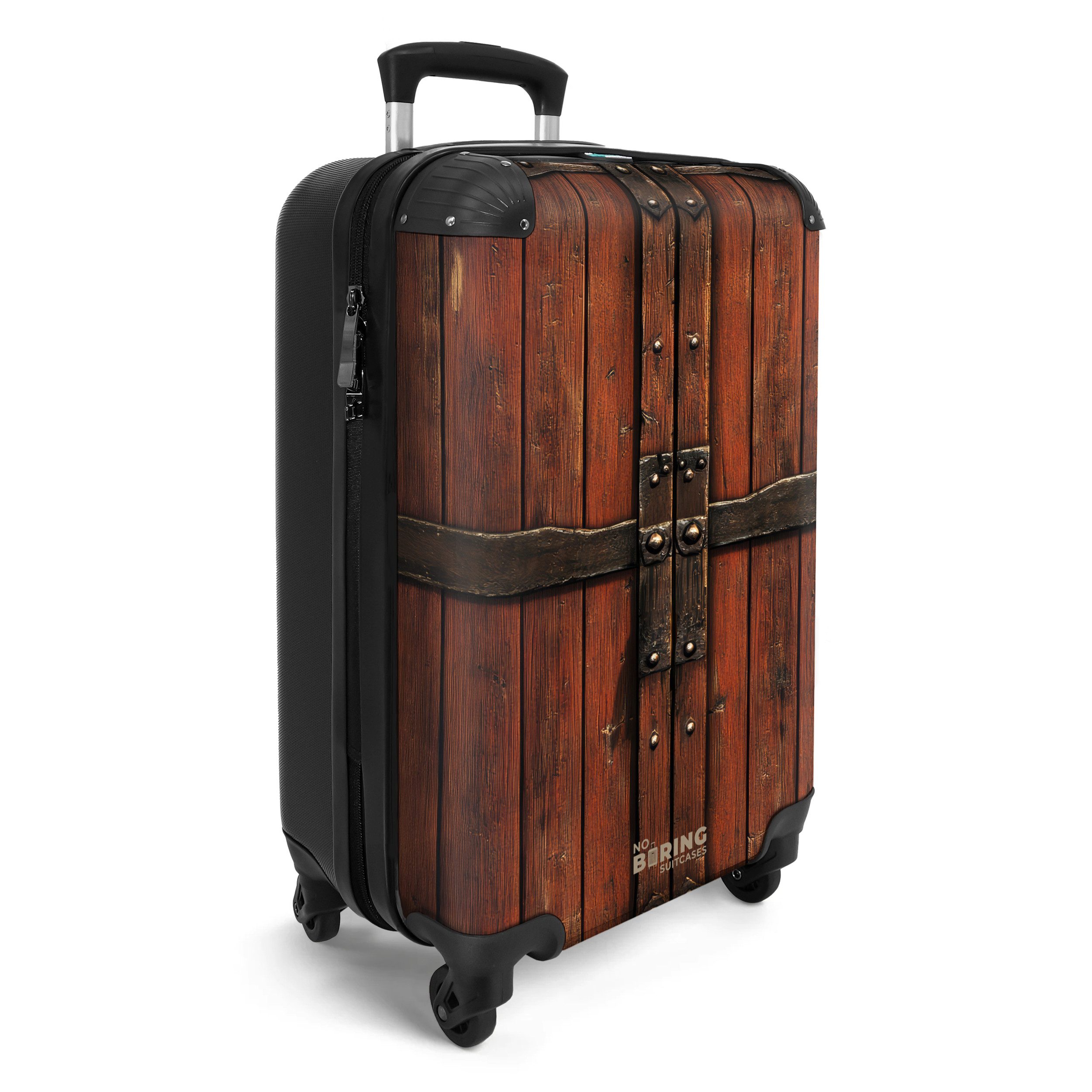 NoBoringSuitcases.com© Hartschalen-Trolley Rote Holztüren mit schmiedeeiser günstig online kaufen