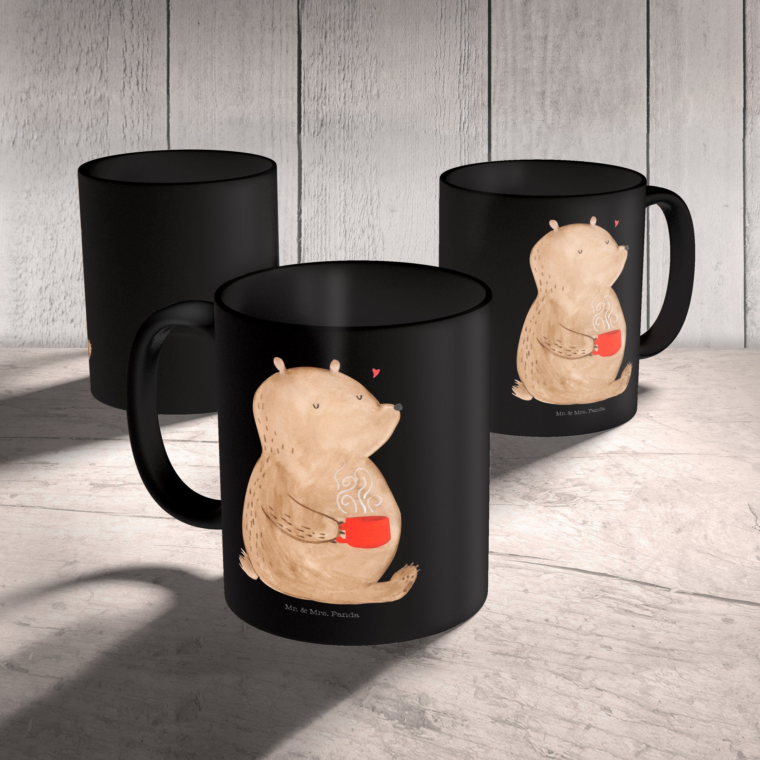 Panda Mrs. Tasse, Schwarz Schwarz & Geschenk, - Kaffeebecher, Keramik Kaffee Mr. Teddy, - Tasse Teddybär, Bär