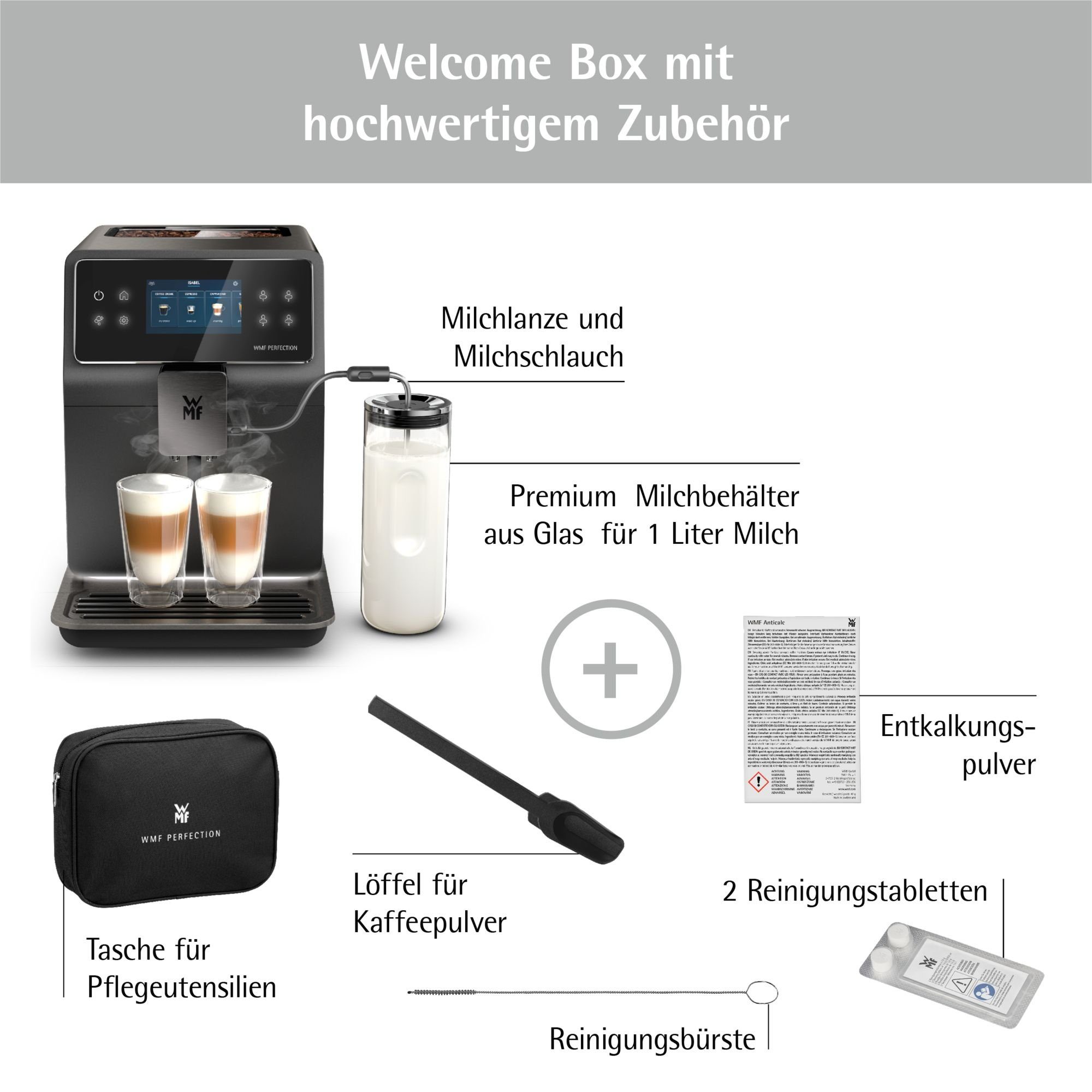 mit Perfection, Kaffeevollautomat Getränkespezialitäten, Edelstahl-Mahlwerk WMF 18 Milchsystem,