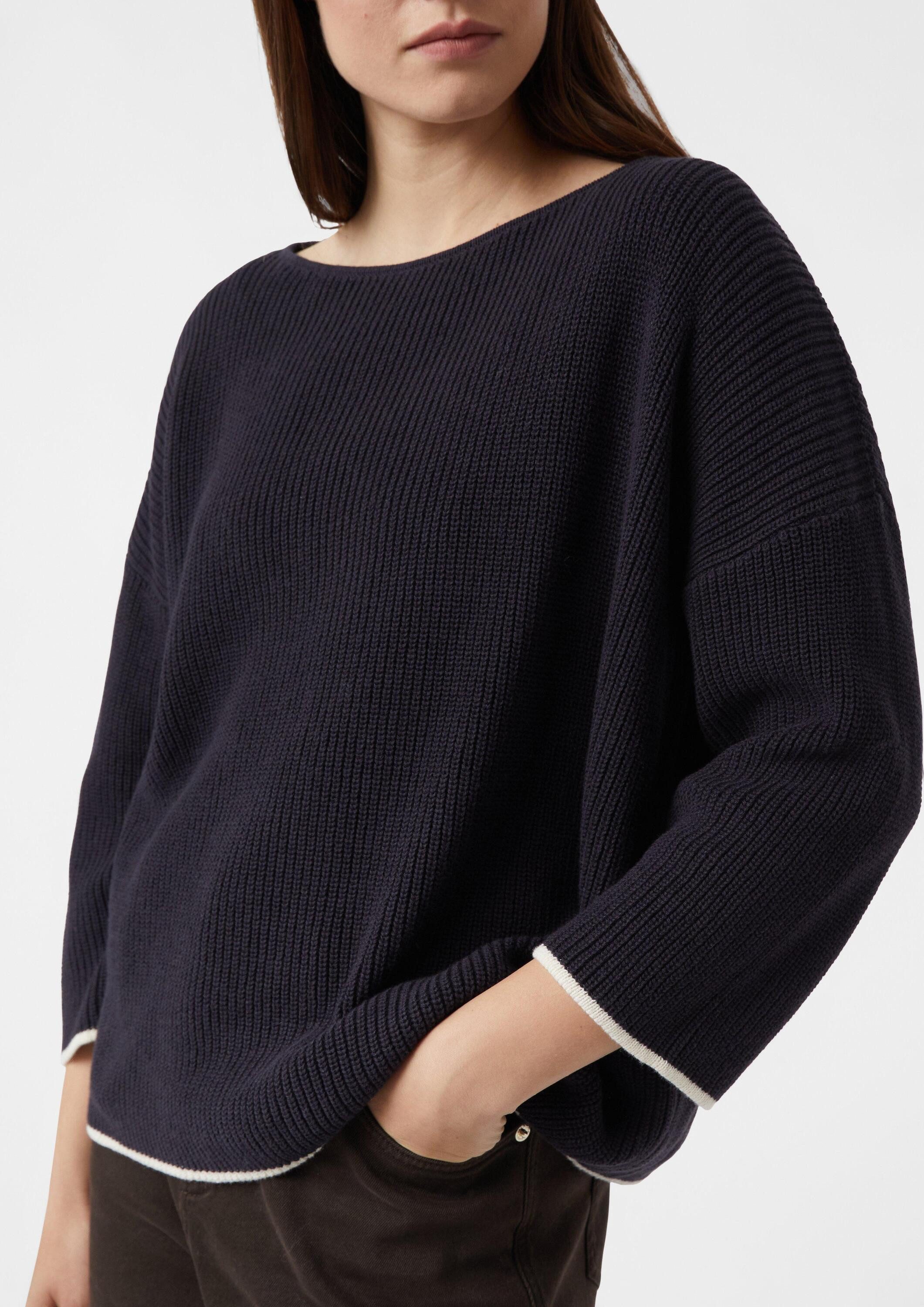 comma 3/4 Arm-Pullover Strickpullover Pullover im Boxy Fit mit Kontrastdetails