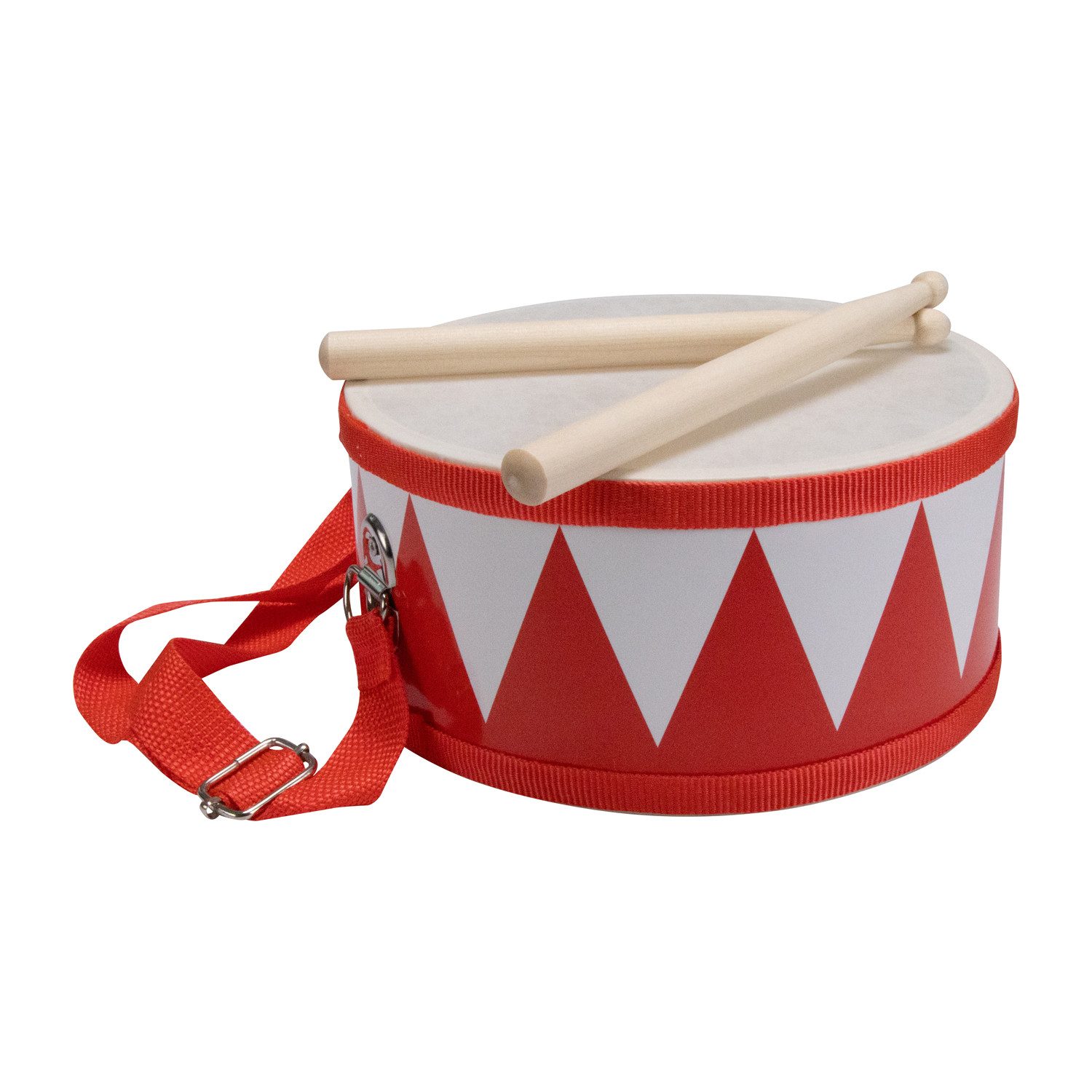Spielzeug-Musikinstrument Trommel für Kinder rot-weiss Kindertrommel Holz D: 20 cm- 3845r