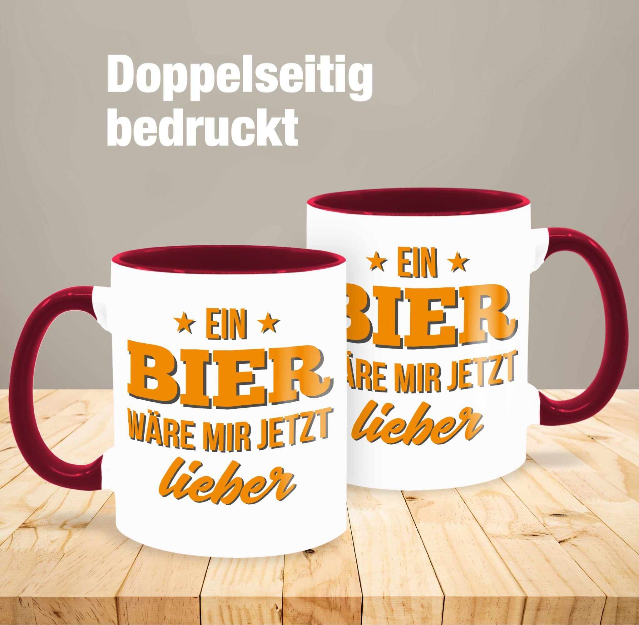 wäre Shirtracer lieber, jetzt 2 Statement Sprüche Bier Ein Tasse mir Keramik, Bordeauxrot