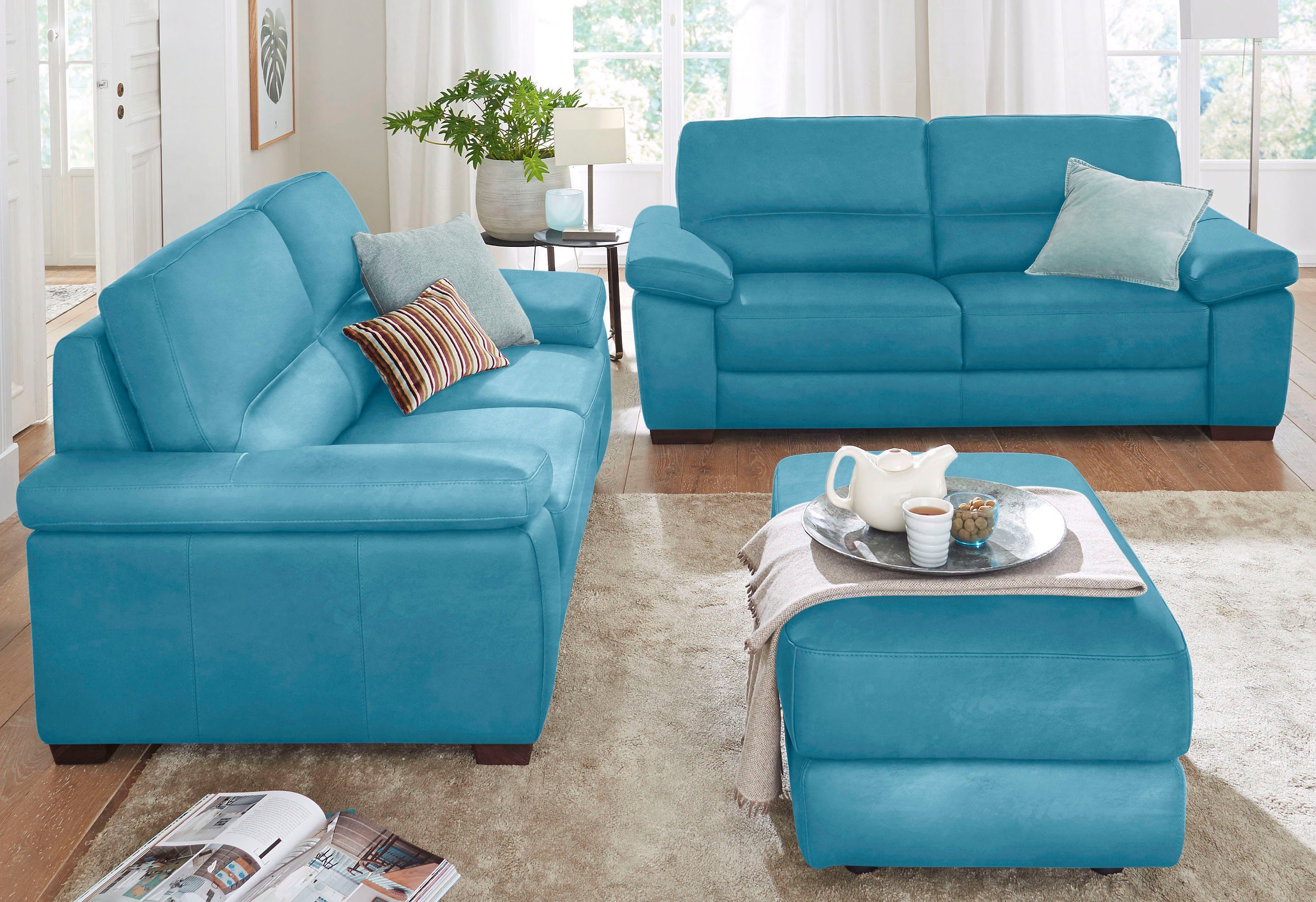 CALIA ITALIA Polstergarnitur Gaia, (Set, 2-tlg), Garnitur bestehend aus 2-Sitzer und 3-Sitzer, mit Luxus-Microfaser turquoise | Couchgarnituren