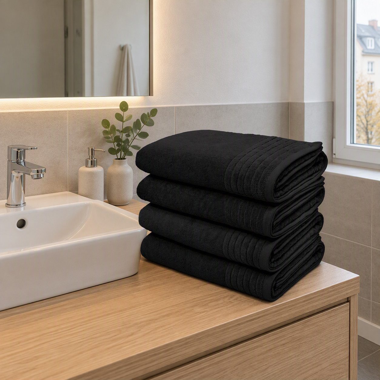 OTTO home Duschtücher Sanremo Premium, Premium Handtücher, 600 gr/m², 70x140cm, Frottier (Set, 4-St), mit Bordüre, flauschig und weich, dicke Qualität, 5 Jahre  – Bild 2 von 5
