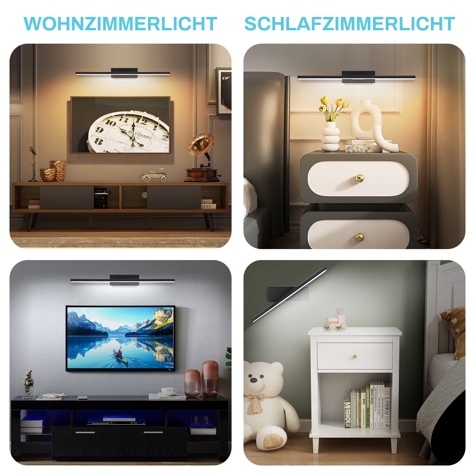 Jibenhome LED Wandleuchte Innen/Außen Aluminium-Wandleuchte 3 Farben Dimmbar, 330°Drehbare Eisen, Warmweiß, LED fest integriert, Modern LED Spiegelleuchte – Bild 4 von 4
