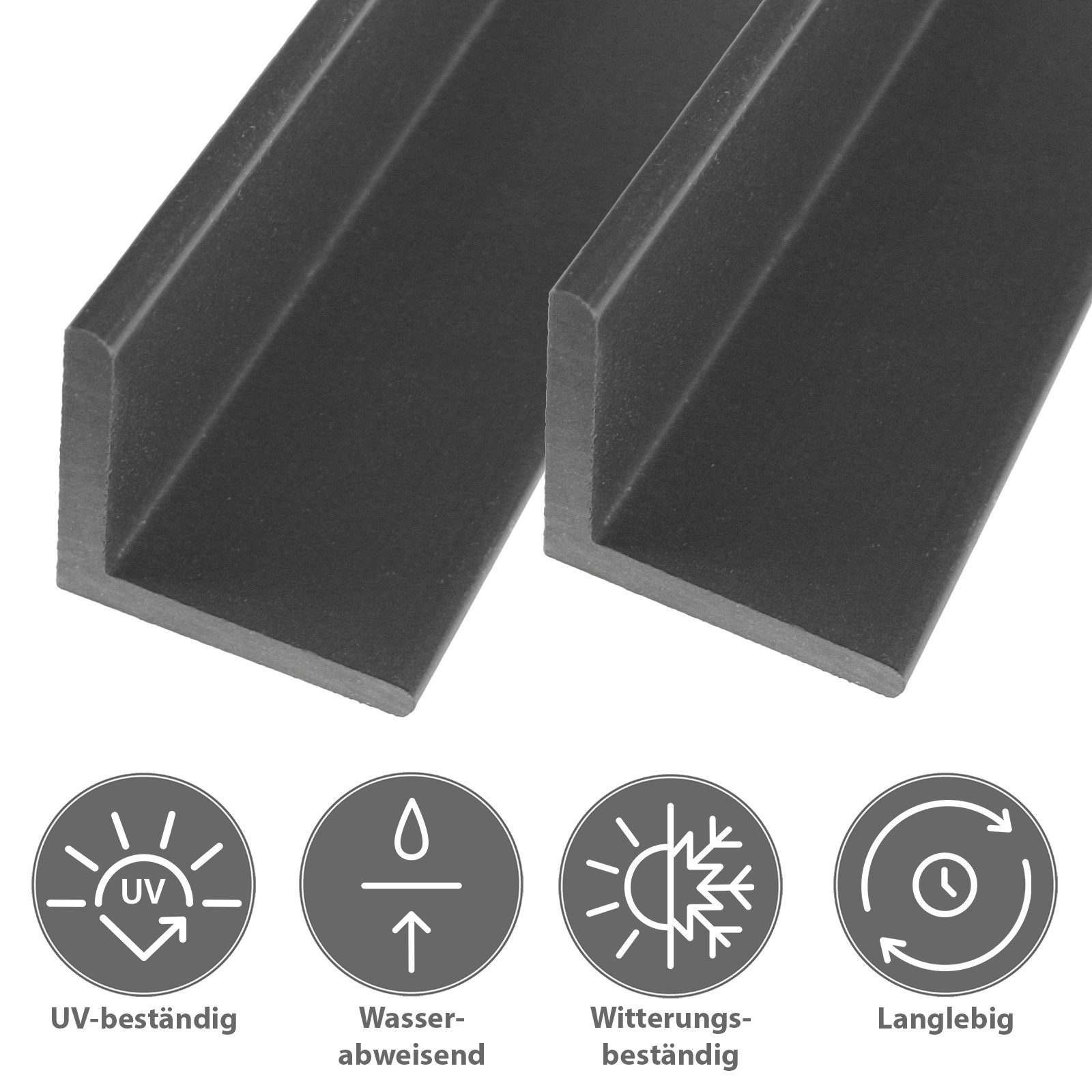 Montafox Terrassendielen 5 Stück WPC Abschlussleisten für Terrassendielen L-Leiste 190 cm