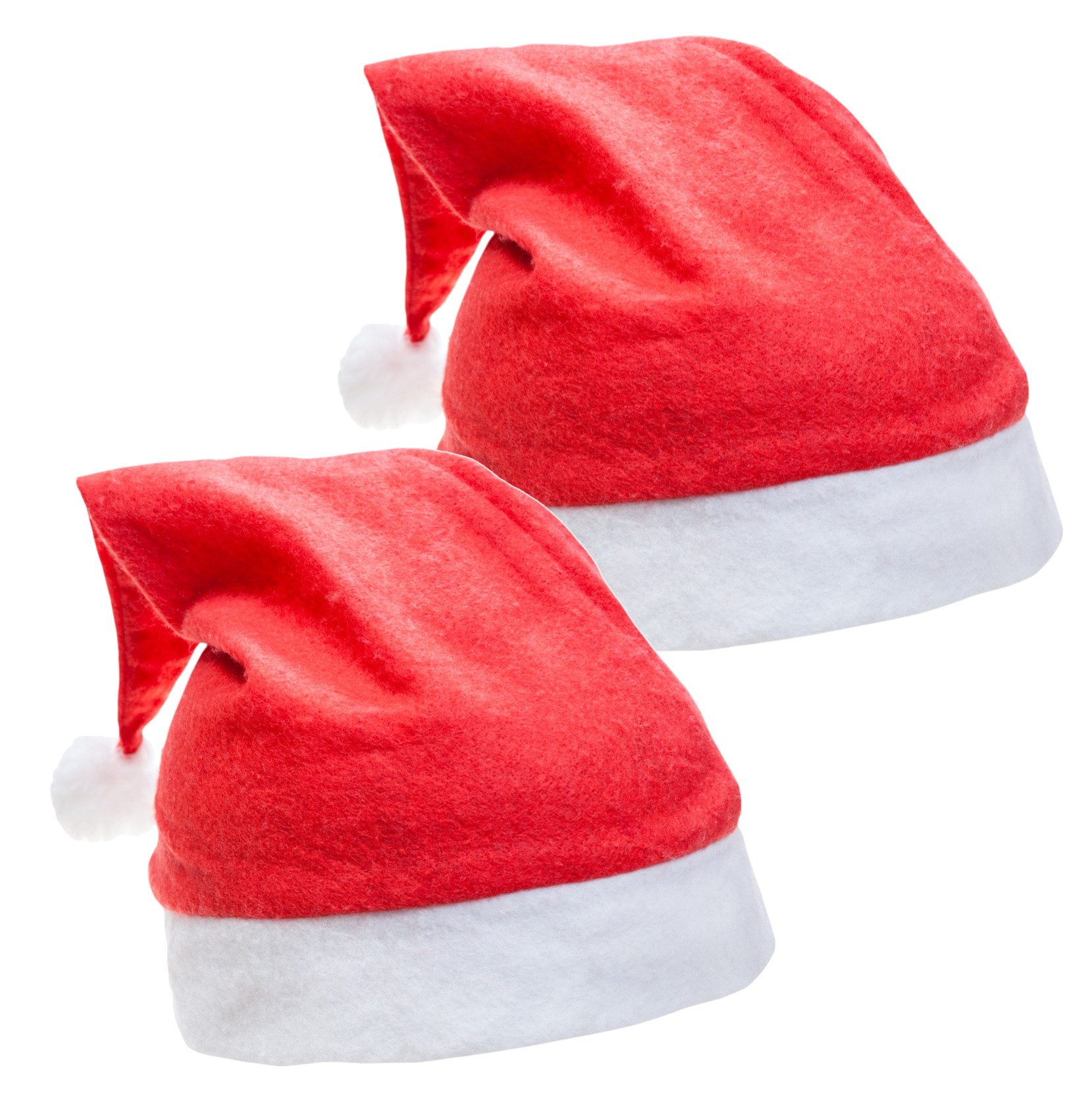 Weihnachtswunder® Bommelmütze 2er Samt Weihnachtsmütze Nikolausmütze rot - Weihnachten (2er Set, 2 Stück) weicher Samt
