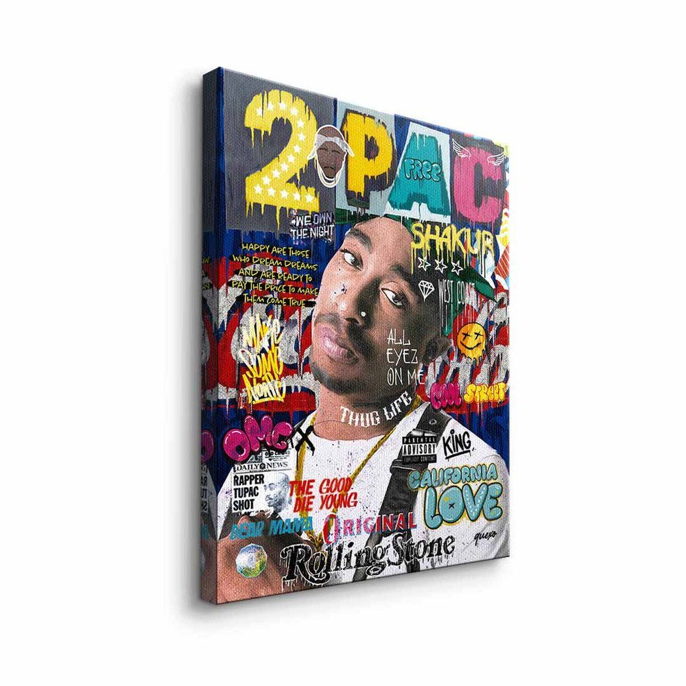 music Leinwandbild Leinwandbild, Ra weißer DOTCOMCANVAS® mit Art Pop Rahmen Rapper Shakur 2Pac premium USA Tupac