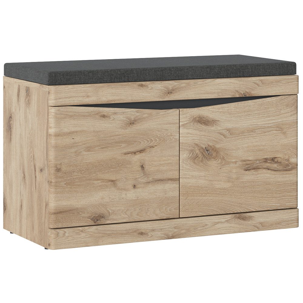 Lomadox Garderoben-Set TRIPOLI-129, (Spar-Set, 4-St., Schuhschrank Garderobenpaneel Kommode Spiegel), Flurmöbel Garderobenschrank Flurschrank Schuhbank modern in Eiche