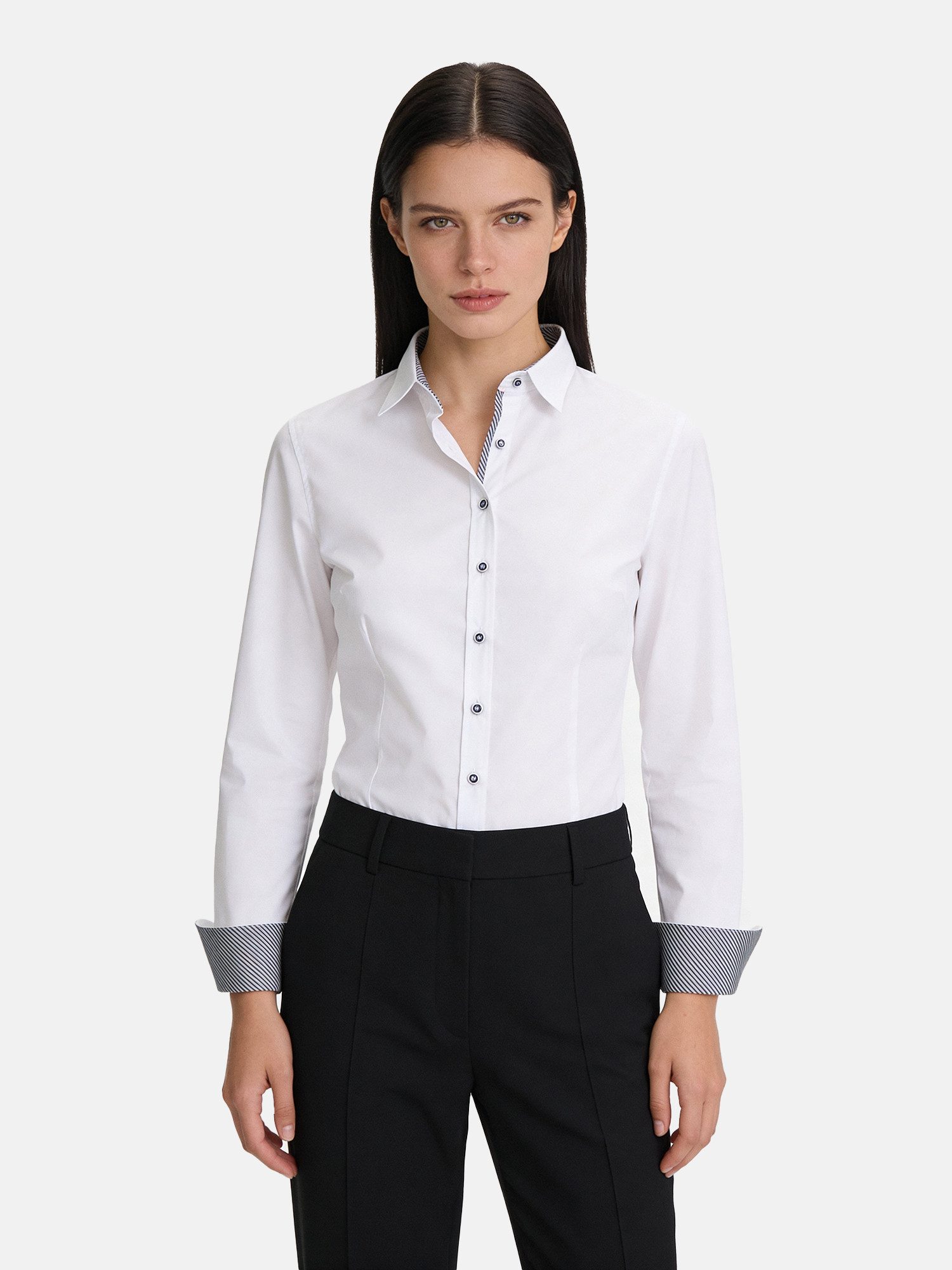 HEVENTON Hemdbluse aus reiner Baumwolle