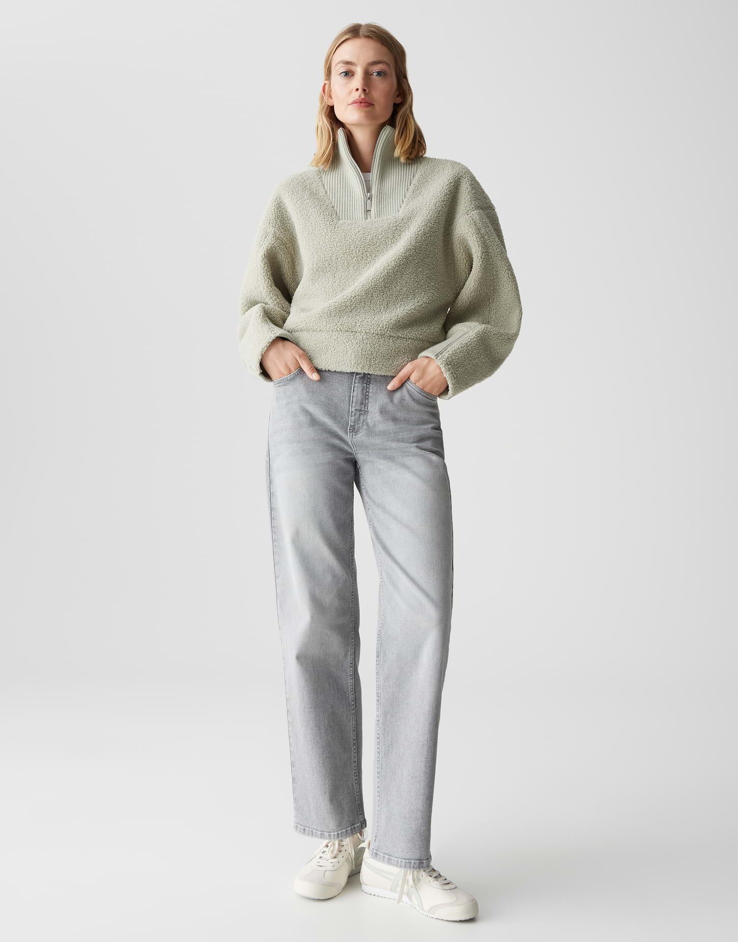 OPUS Sweatshirt GICK Regular Fit aus Teddyfell lockere Passform, flauschiger Griff, wärmend