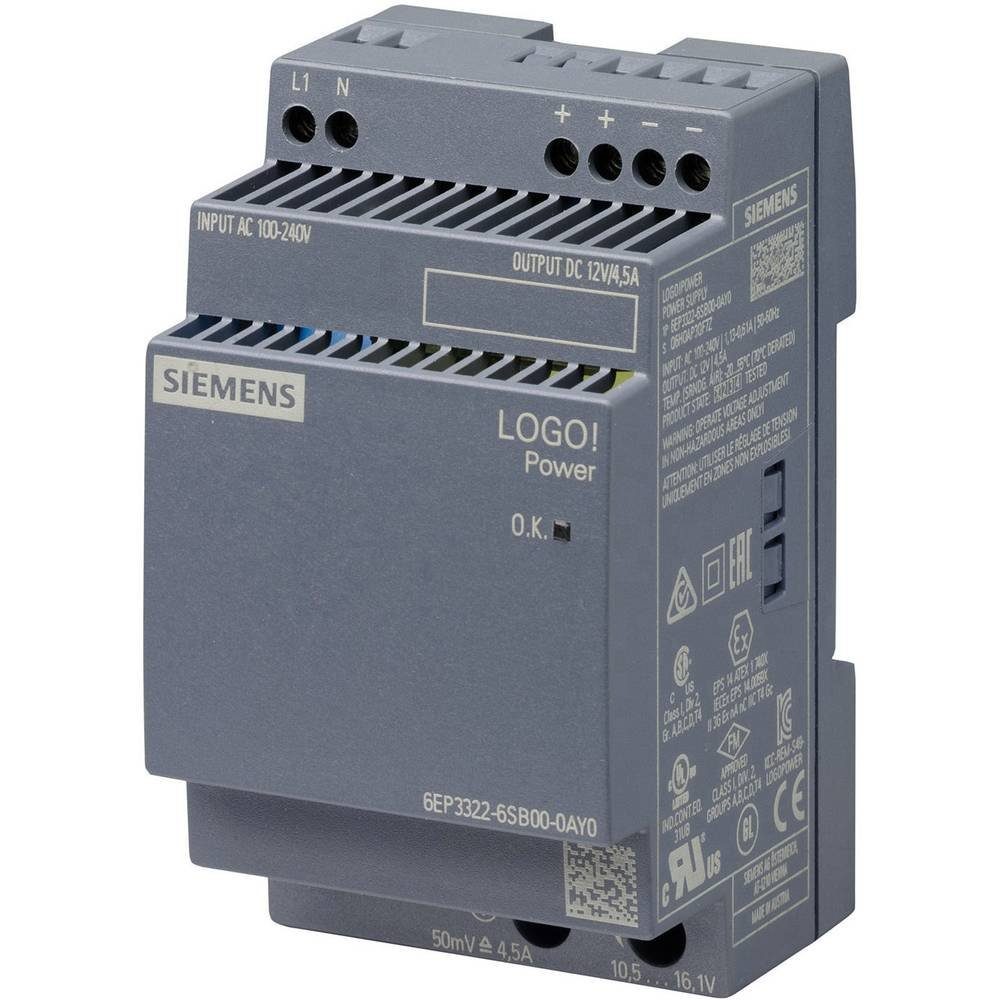 SIEMENS Druckluftgeräte-Set Netzteil LOGO!Power 12 V/4.5 A, SPS-Powermodul