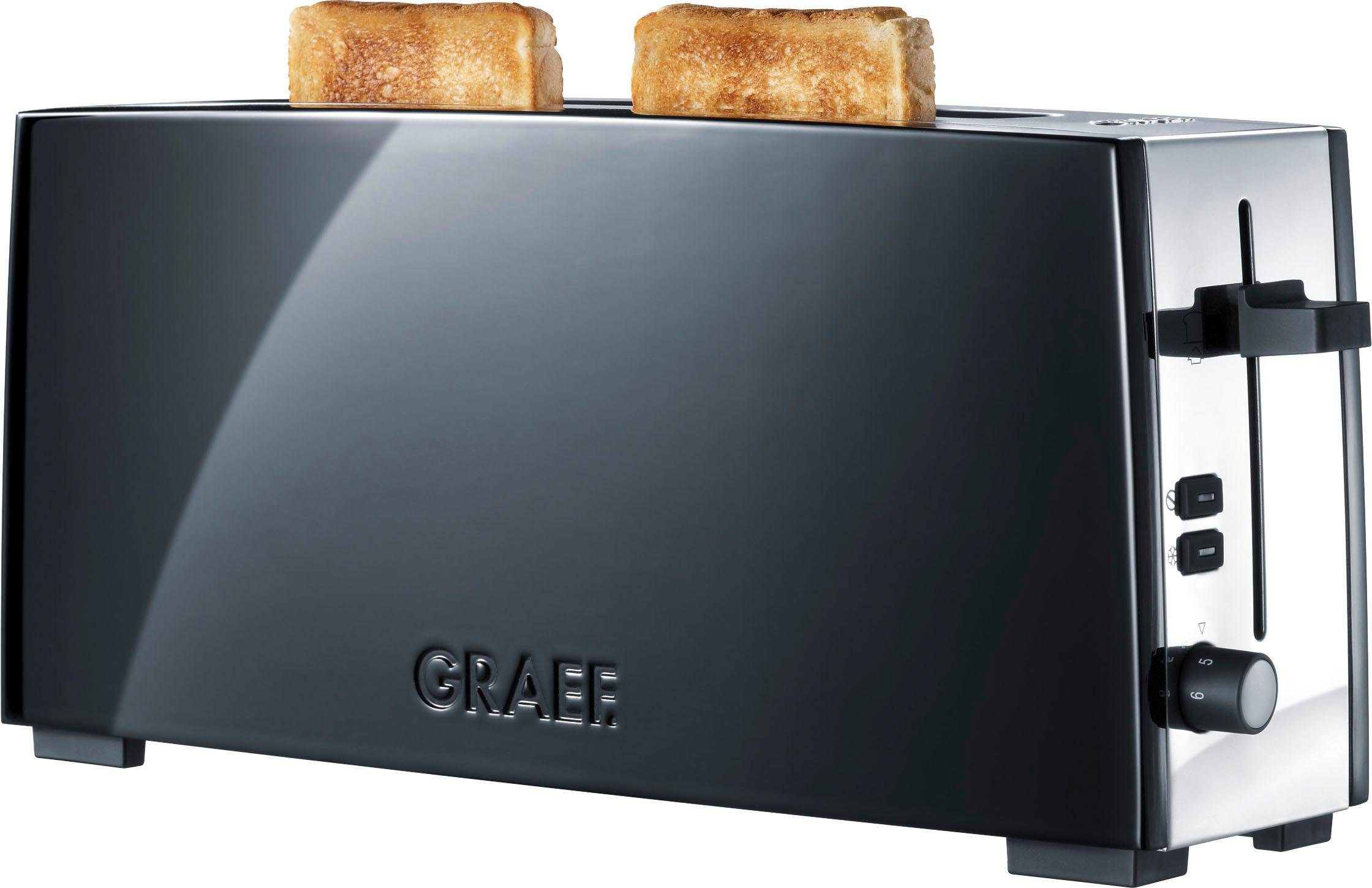 Graef Toaster TO 92, schwarz-matt, 1 langer Schlitz, für 2 Scheiben, 880 W