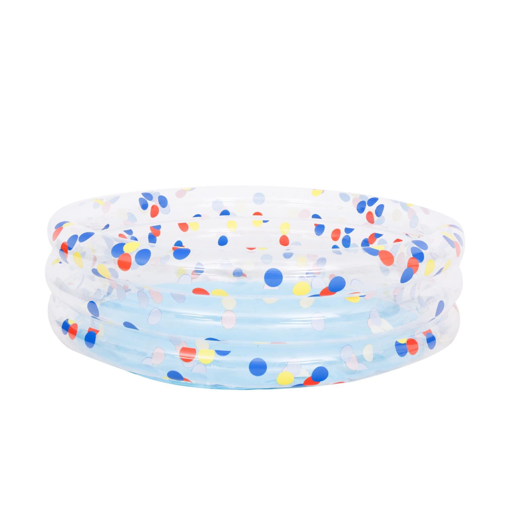 SunClub Luftbett SunClub Planschbecken Konfetti rund 100 x 30 cm mit 3 Luftringen, (Einzelpack, 1-tlg., aufblasbares Kinderbecken), 3-Ring Pool Motiv „Konfetti“