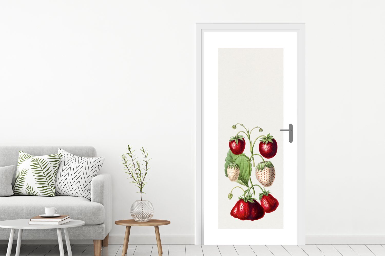 MuchoWow Türtapete Lebensmittel - Erdbeeren Türaufkleber, Tür, Pflanze, bedruckt, 75x205 St), für - Fototapete Matt, cm (1