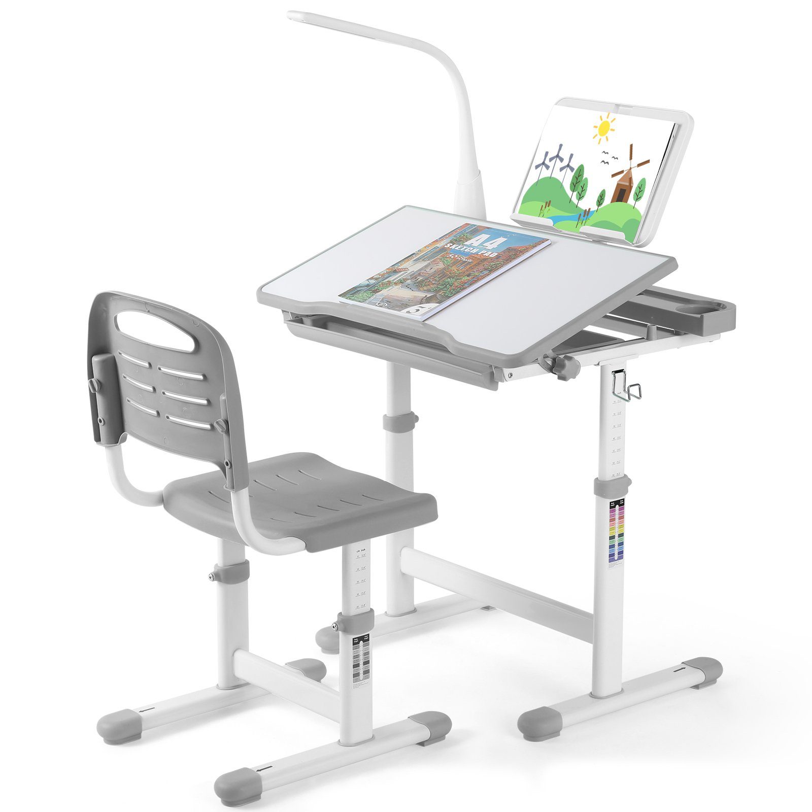 TLGREEN Kinderschreibtisch,Schülerschreibtisch mit Lampe,Höhenverstellbarer günstig online kaufen