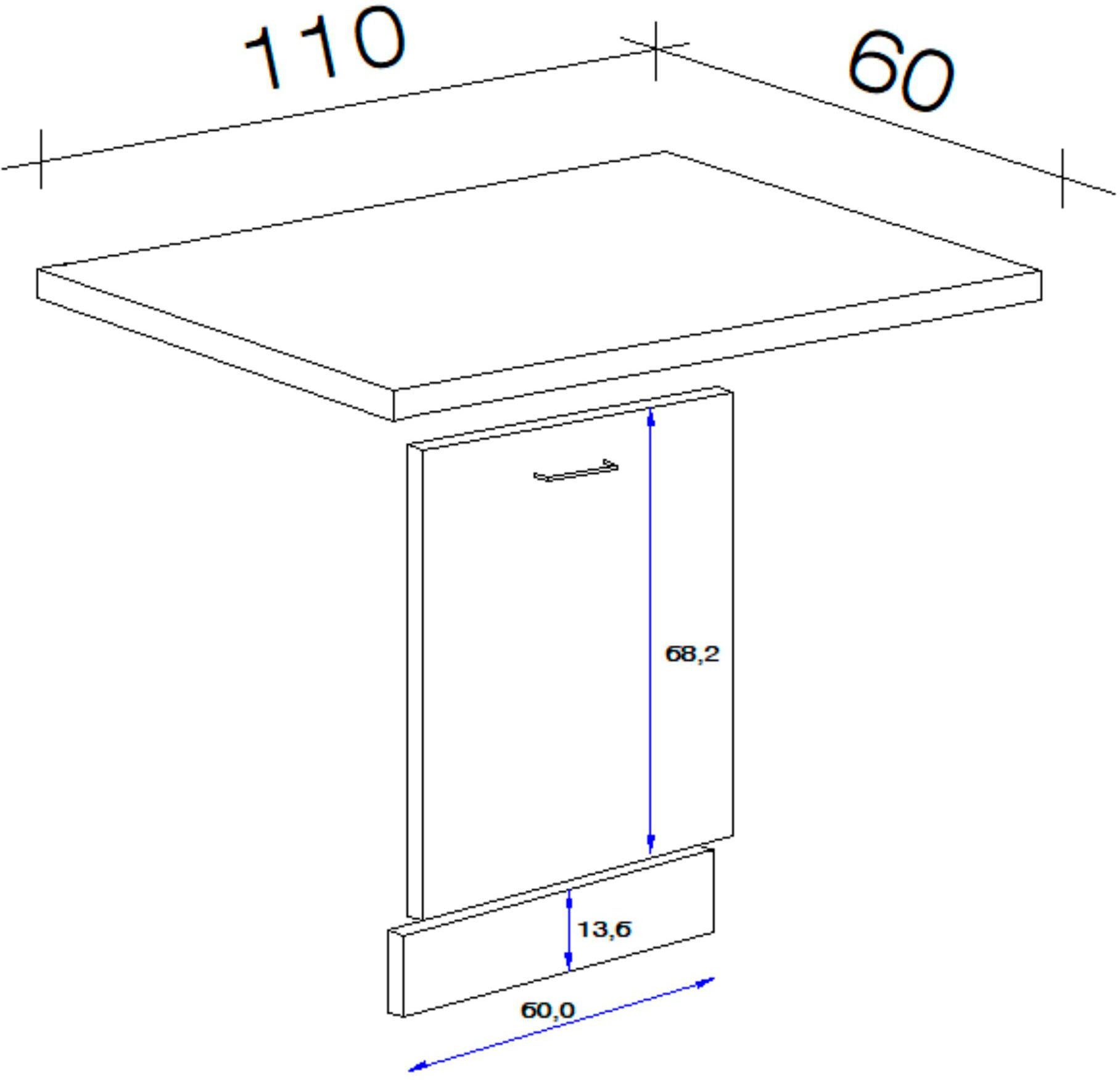 60 Frontblende x 110 Möbelgriff (B Flex-Well mit x x Nepal, x T) für H 85/86 Inklusive cm, vollintegrierte Geräte Frontblende