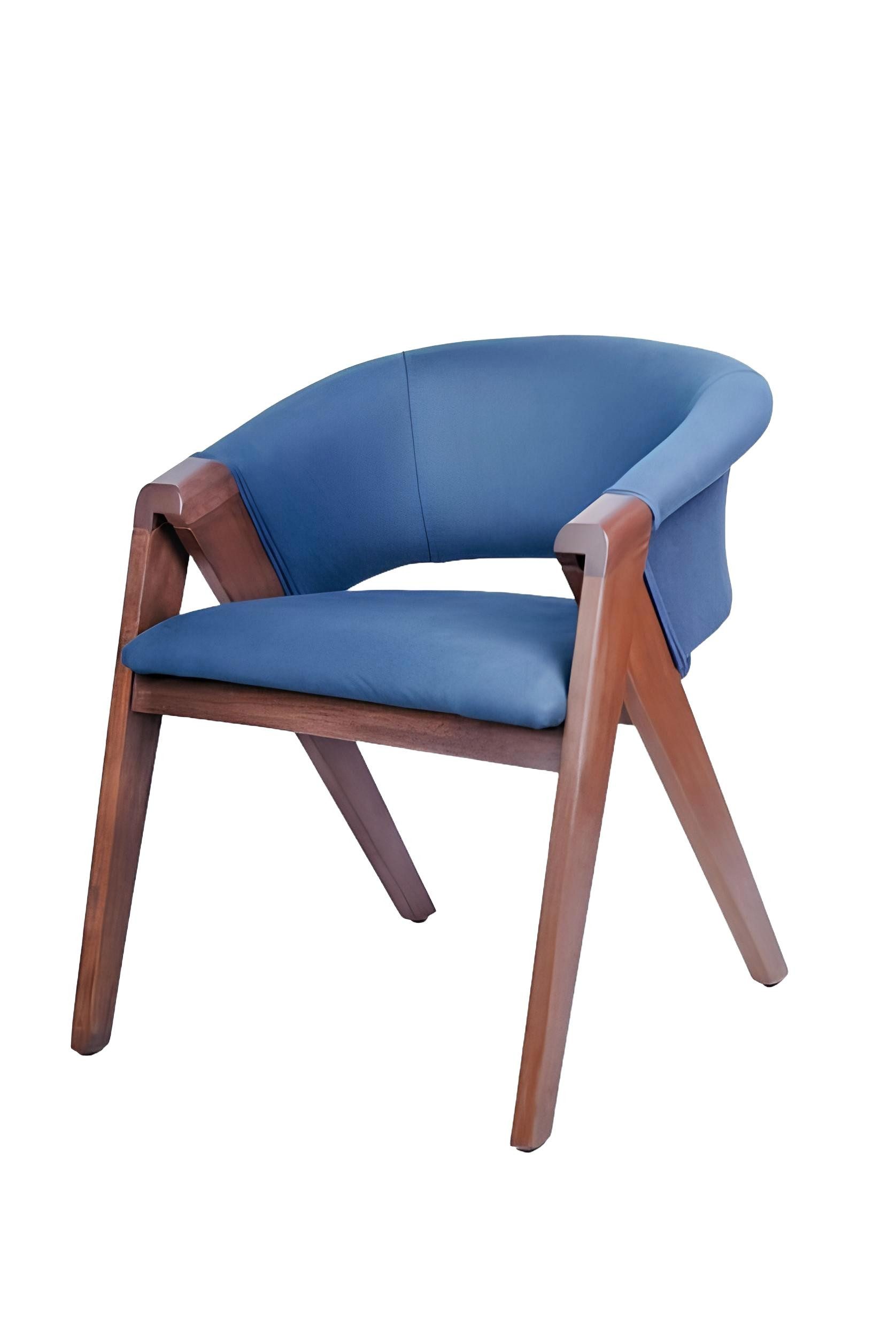 Armlehnstuhl Polsterstuhl Moderne Design Textil Stuhl Blau Esszimmer Luxus Möbel