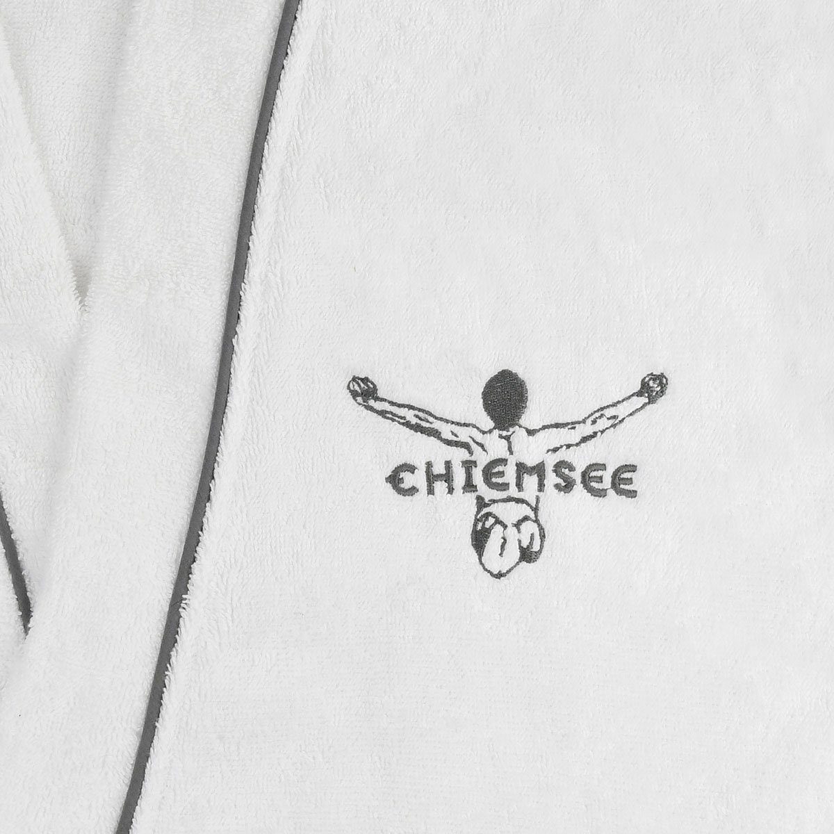 weiß Bademantel Logostickerei der Langform, Herren, Gürtel, Brust auf Chiemsee Damen Kimono-Kragen, Bademantel und Baumwolle, Venice für Chiemsee