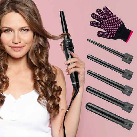 MAXXMEE Lockenstyler Lockenstab, Hair Curler Profi mit 5 Aufsätzen + Handschuh