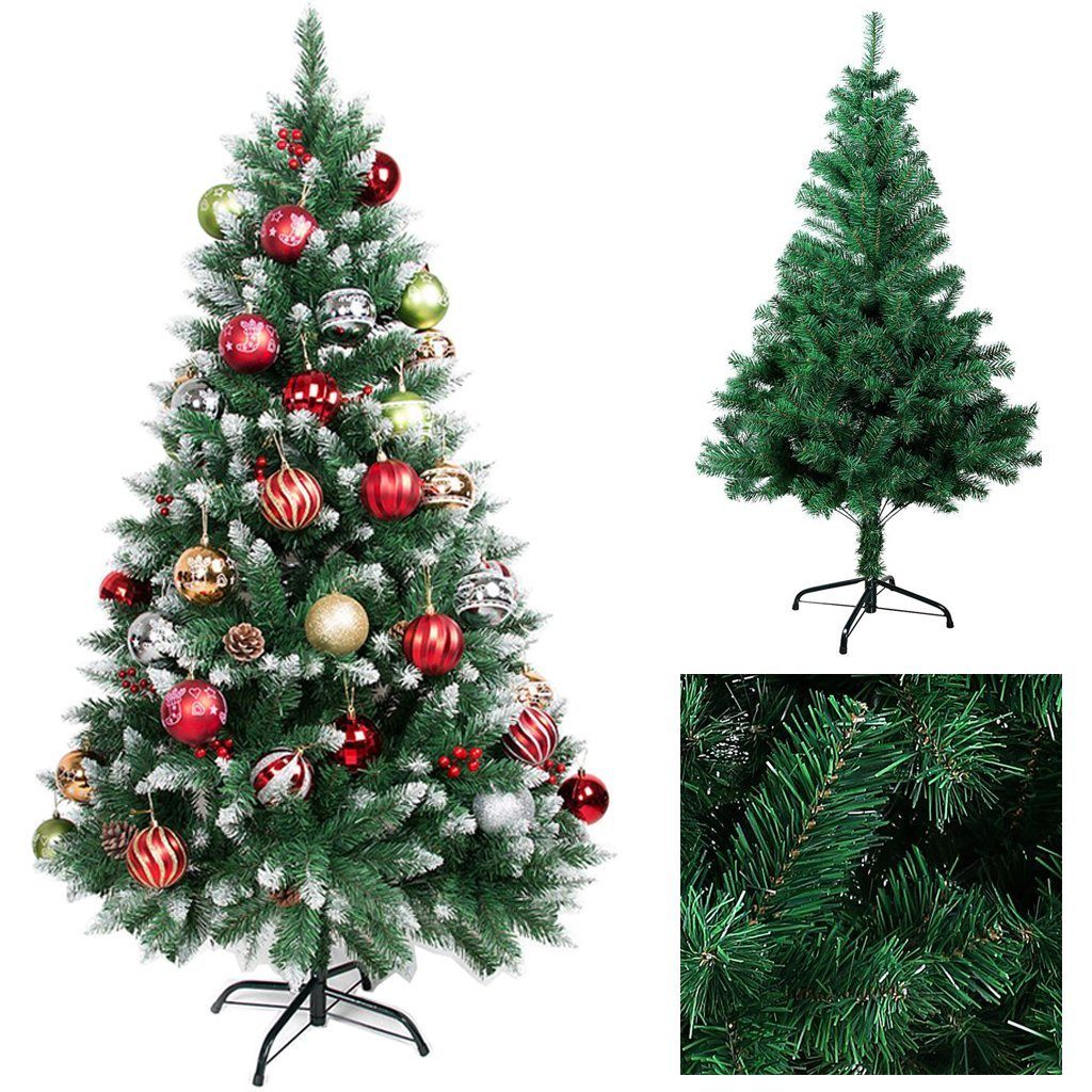 SunJas Künstlicher Weihnachtsbaum XM-3-9 Grün Weiß Christbaum mit ca. 200, 400, 600 Spitzen, 120cm-180cm Новорічні ялинки Tannenbaum mit Ständer Christbaum