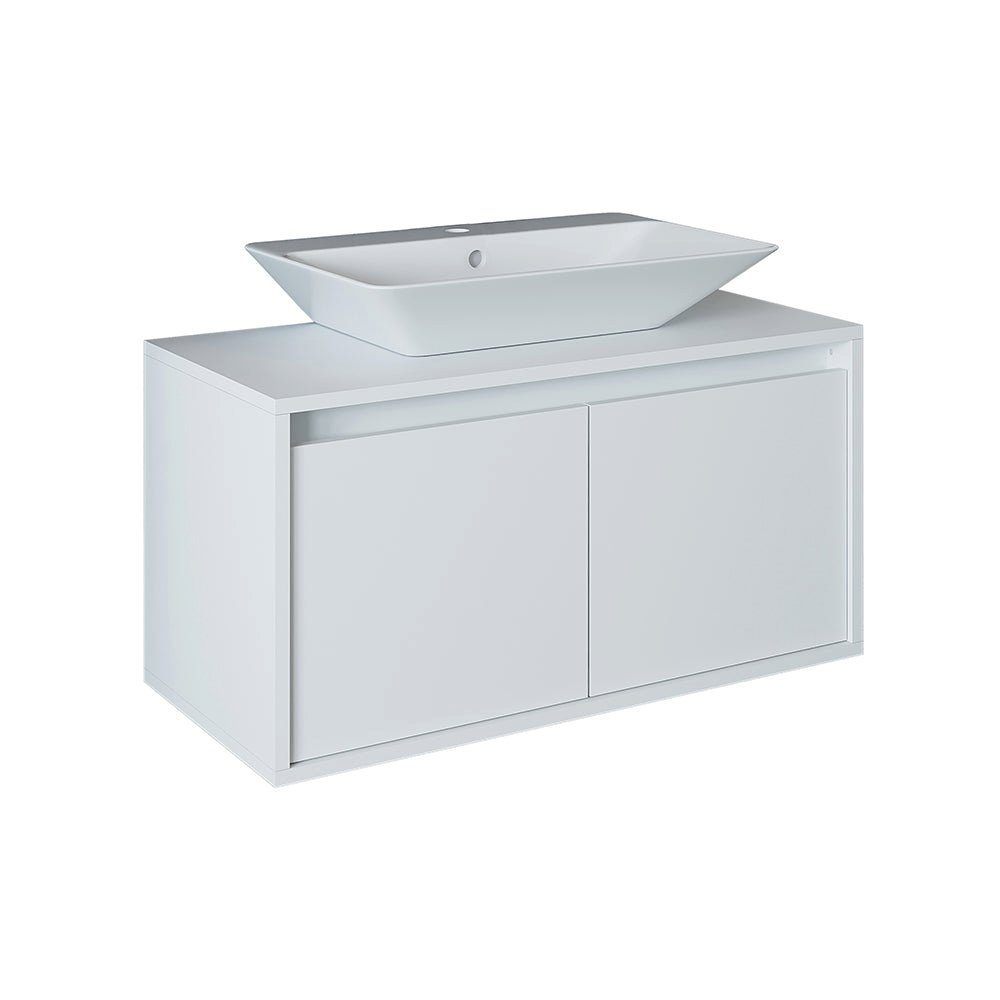 Roomart Badmöbel-Set ATLANTIC 85 cm, opt: mit Keramik-Aufsatzbecken in 4 Farben, (Badmöbel ATLANTIC 85cm in 4 Farben Unterschrank ohne Waschbecken)