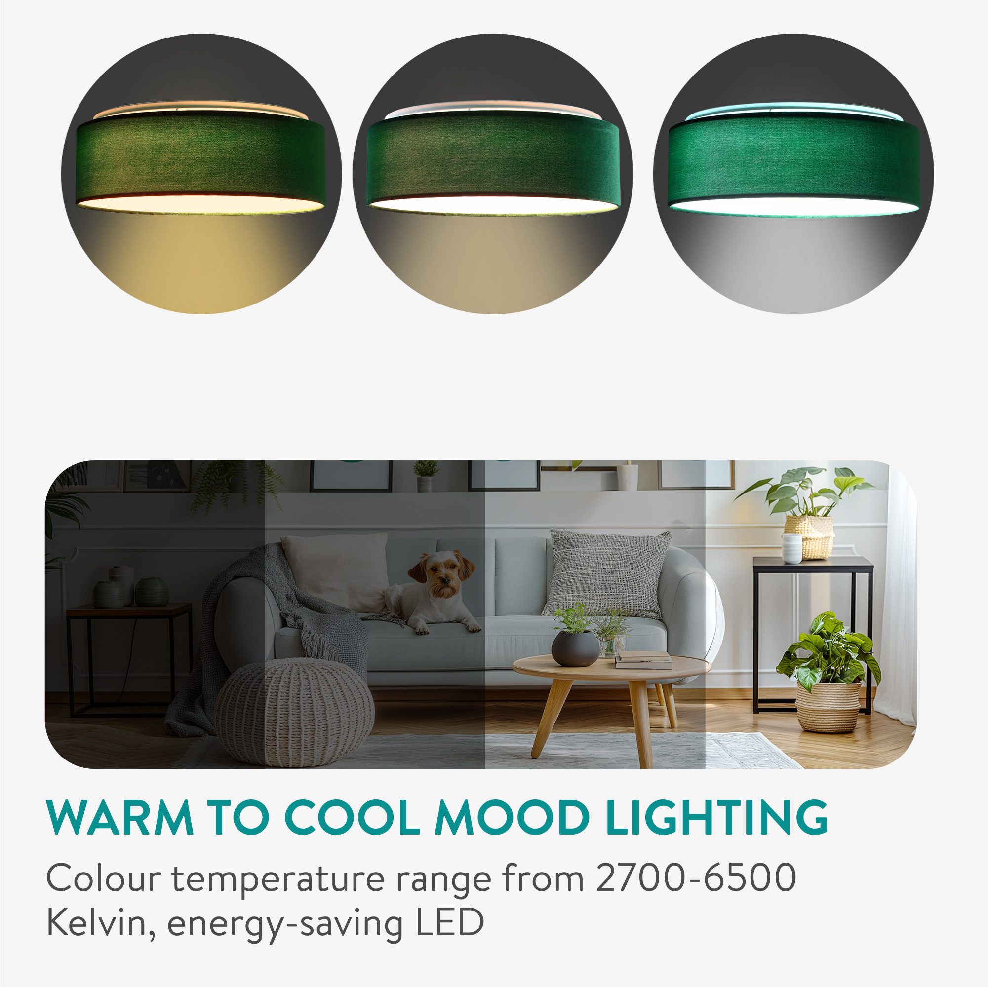 Navaris Deckenleuchten LED Deckenleuchte 22W - Rund ∅ 40cm - Design Samt St günstig online kaufen