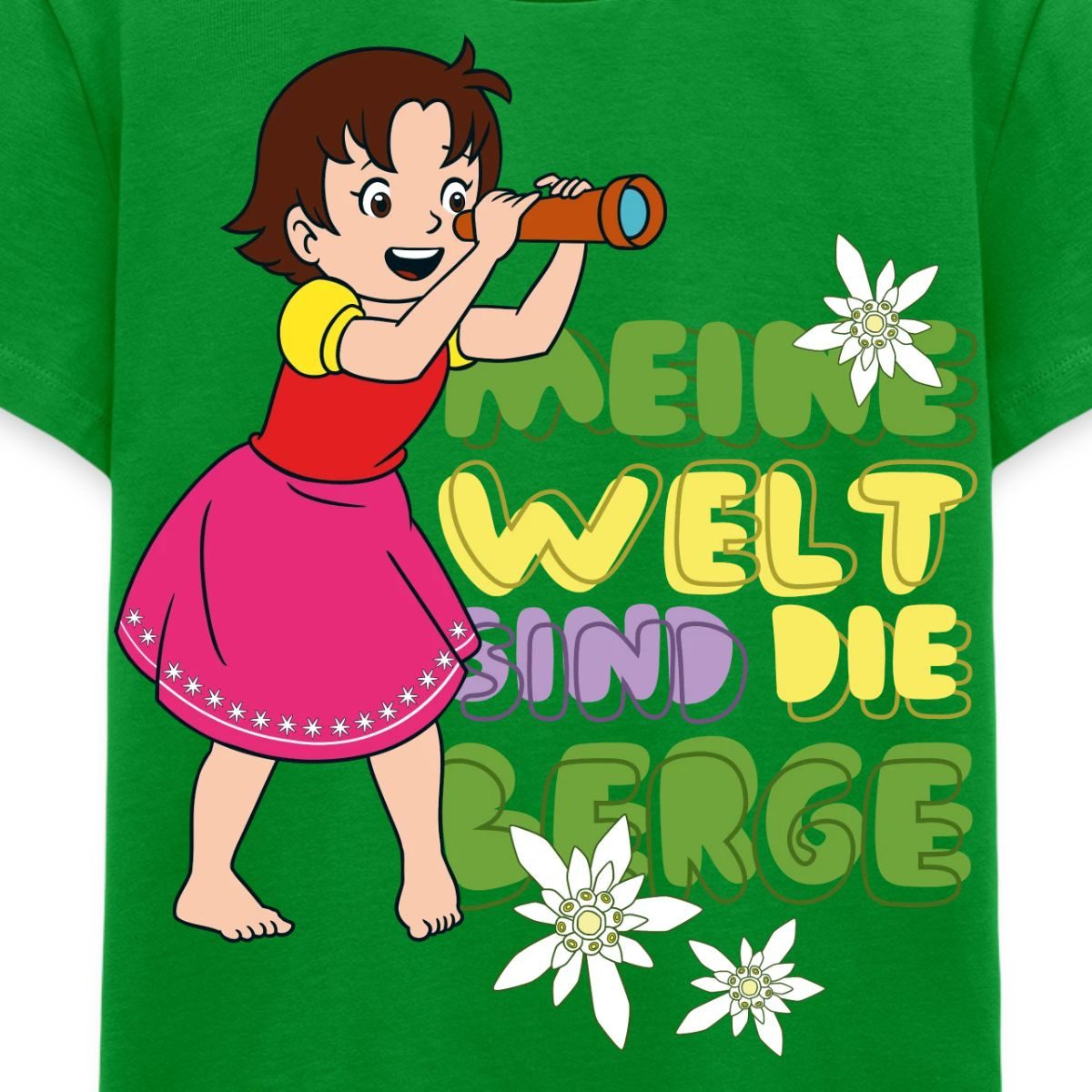 Spreadshirt T-Shirt Heidi Meine Welt Sind Die Berge Fernglas Kinder Premium T-Shirt (1-tlg)