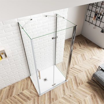 duschspa Komplettdusche 185cm U-Form Dusche Duschkabine Duschtür Scharniertür Falttür, BxT: 70x70 cm, Einscheibensicherheitsglas, Sicherheitsglas, Set, ebenerdiger Einbau möglich