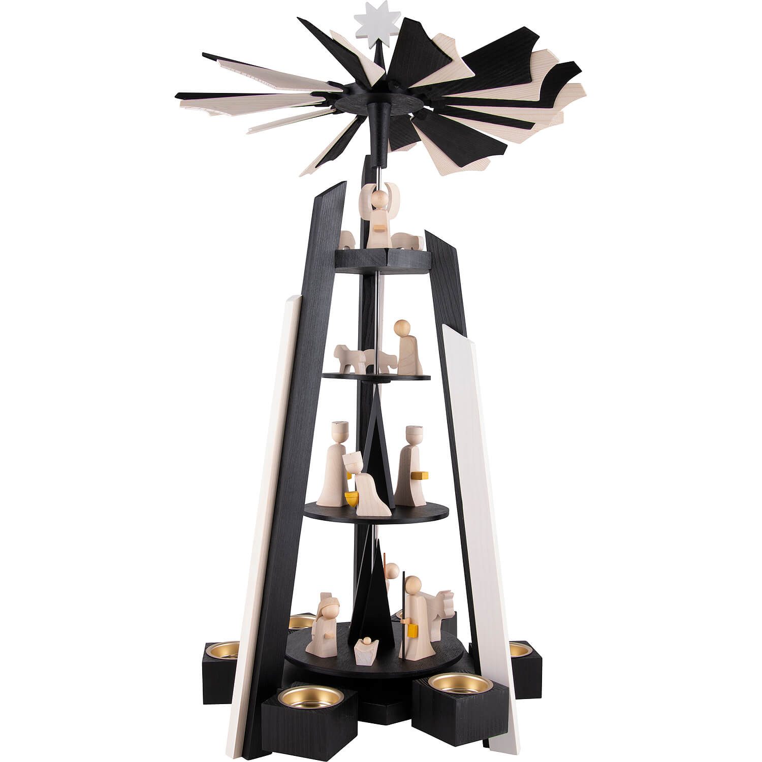 ULMIK Weihnachtspyramide 4-stöckige Pyramide Christi Geburt - schwarz-weiß (60cm) von ULMIK