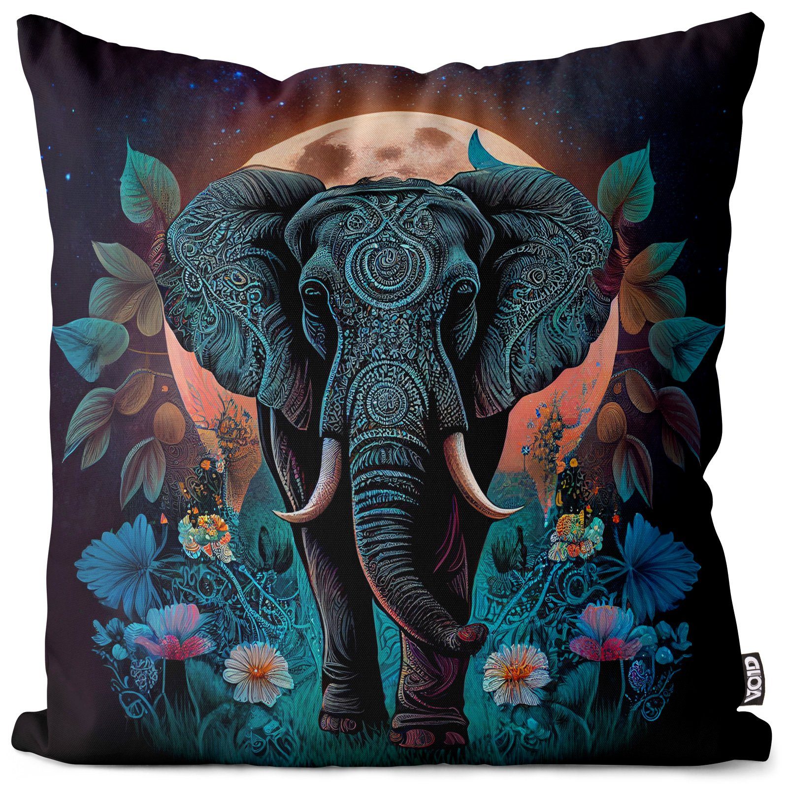 VOID Kissenbezug, (1 Stück), Boho Elefant Asien Indien Mandala elefant wild tribal verziert hindui