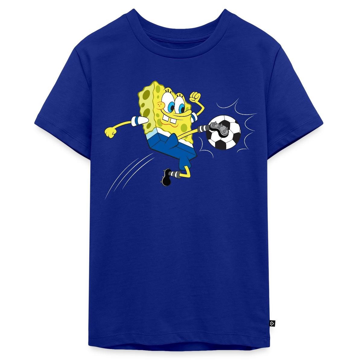 T-Shirt Spongebob Schwammkopf Kickt Einen Fußball Teenager Premium T-Shirt