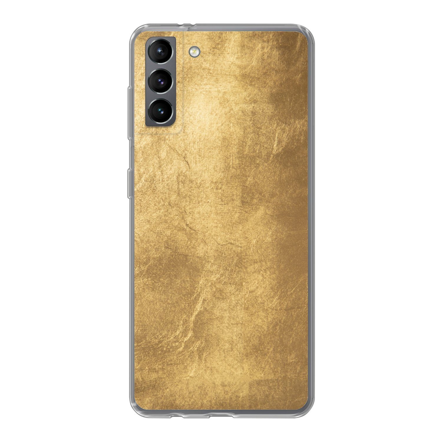MuchoWow Handyhülle für Samsung Galaxy S21 Plus Licht fällt auf eine goldene Wand, Phone Case, Silikon, Schutzhülle Dünn