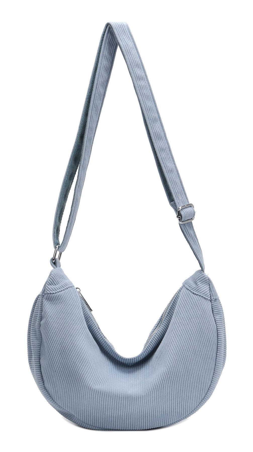 Schultertasche Damen Halbmond Tasche aus Cord Body Bag Umhängetasche CrossOver Urlaub