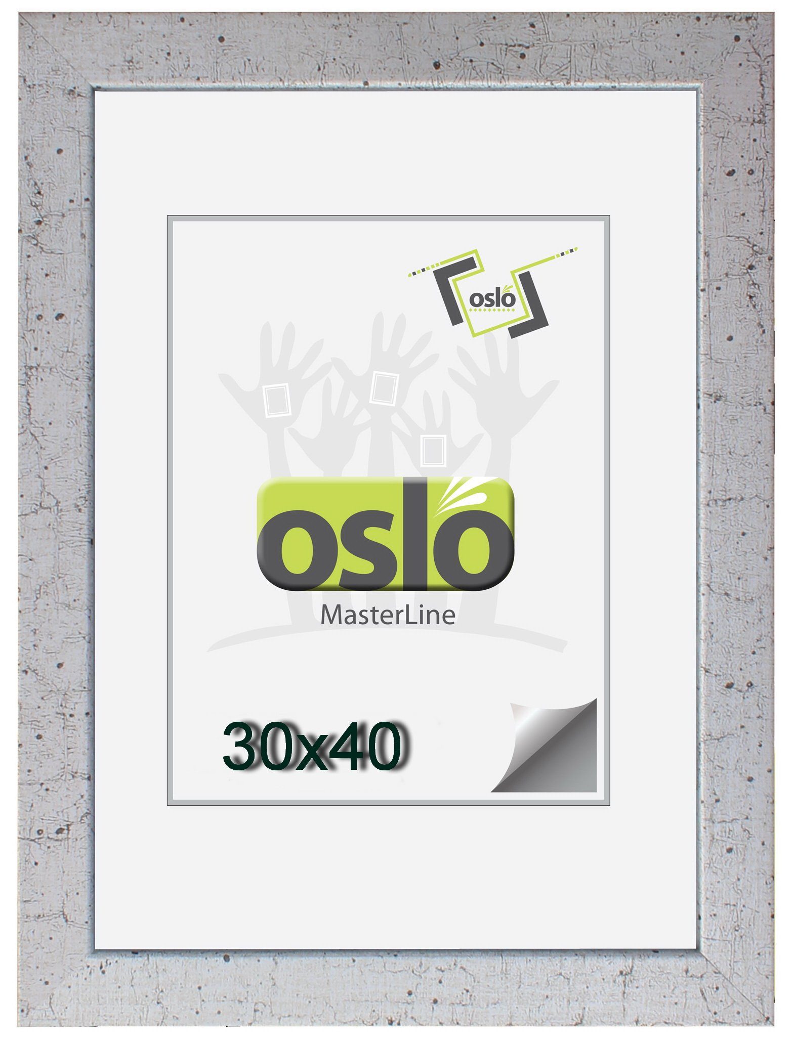 Oslo MasterLine Portraitrahmen Bilderrahmen 30 x 40 cm Holz massiv FSC Echtglas Hoch- und Querformat, Urkundenrahmen rot silber