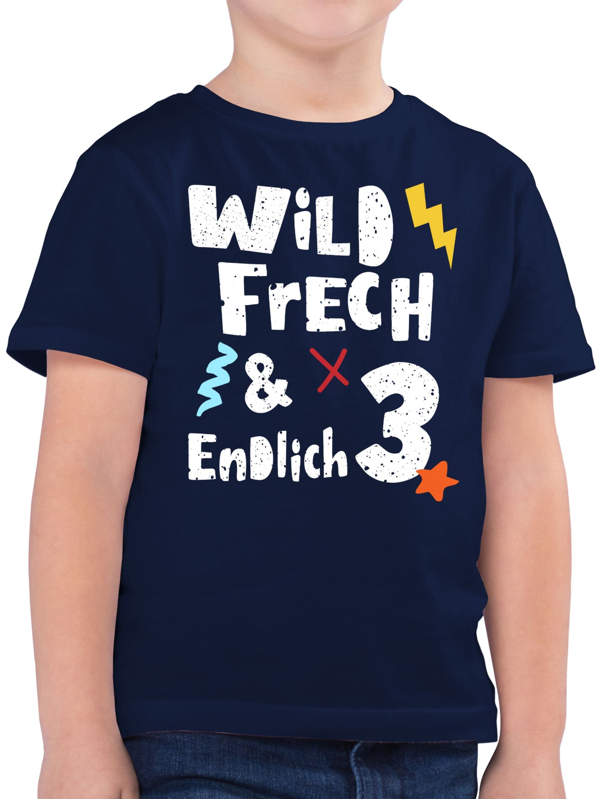 Shirtracer T-Shirt Wild frech und endlich 3 - Drei Jahre Wunderbar (1-tlg) 3. Geburtstag