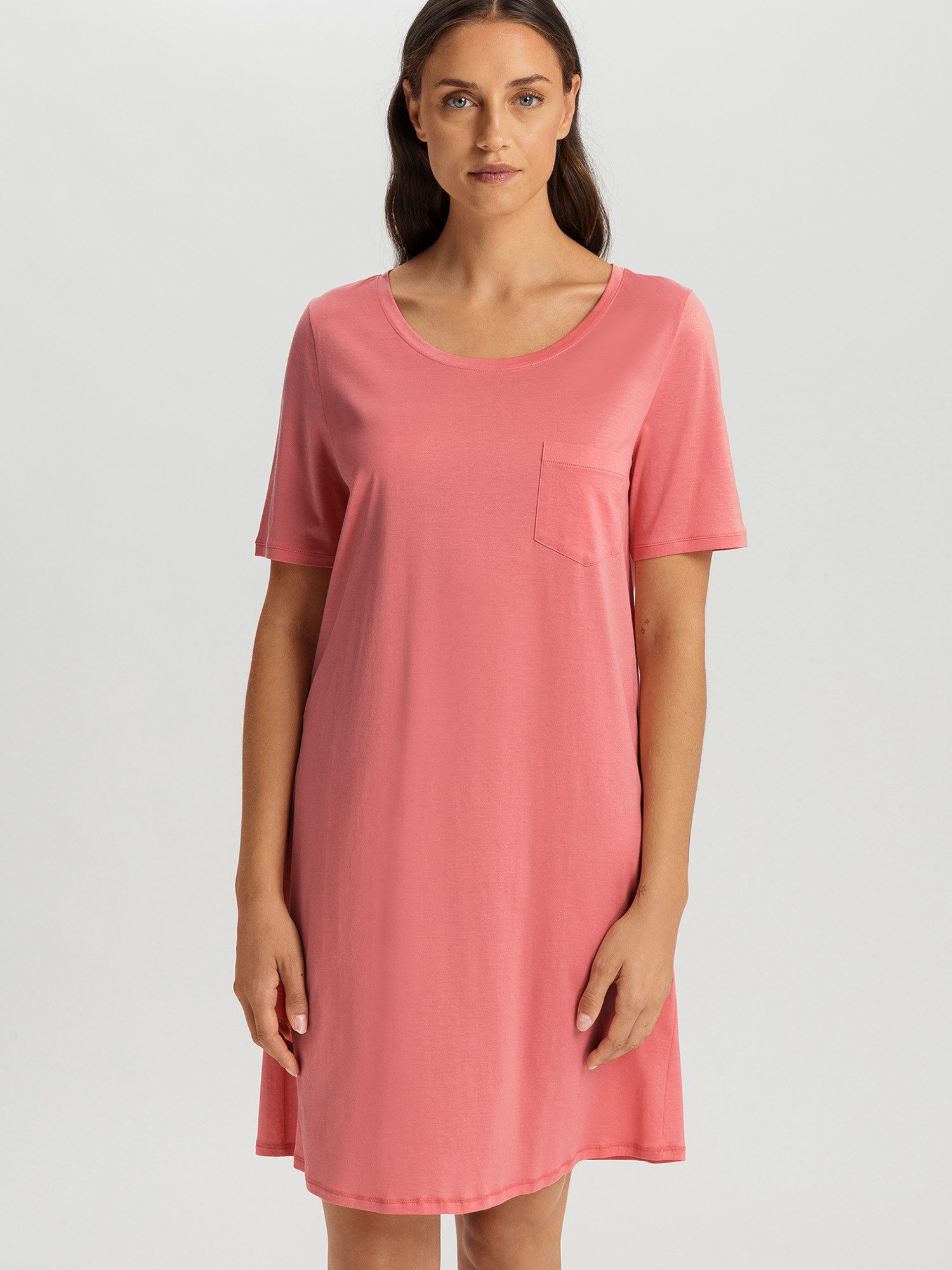 Hanro Nachthemd Cotton Deluxe, Kurzarm 90cm Nacht-hemd schlafmode sleepwear
