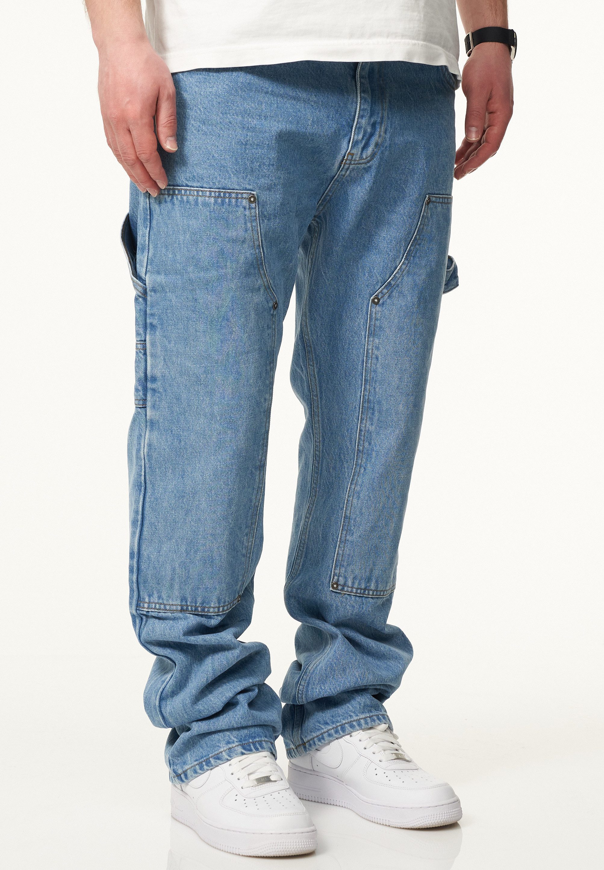 DAILY COTTON Straight-Jeans DCPONTON Herren Lange Carpenter Hose Jeans Straight-Fit Loose-Fit